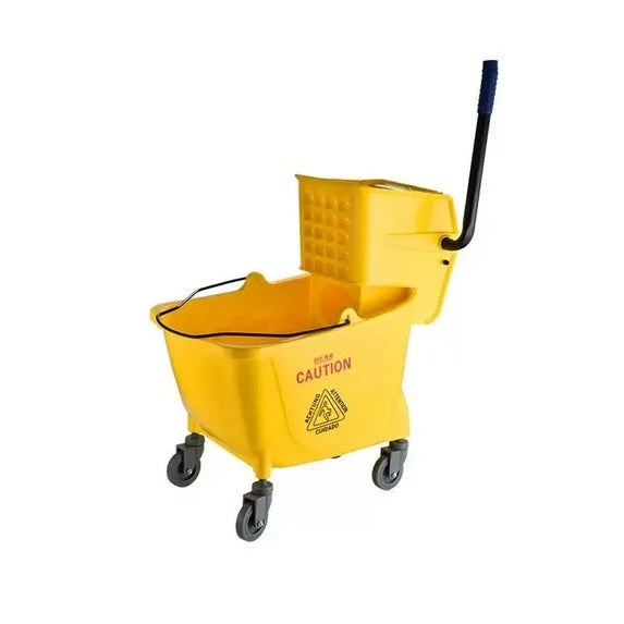 edx 38QT Commercial Mop Bucket with Side Press Wringer, Floor Cleaning Rectangular Mop Bucket on Wheels for Industrial, Business,Yellow