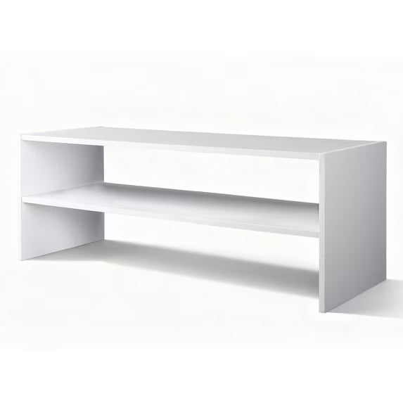 EDX 2‑Tier Storage Shelf, 31‑inch Wide Floor Mount Organizer, Space‑Saving Rectangular Unit for Closet Bedroom Living Room