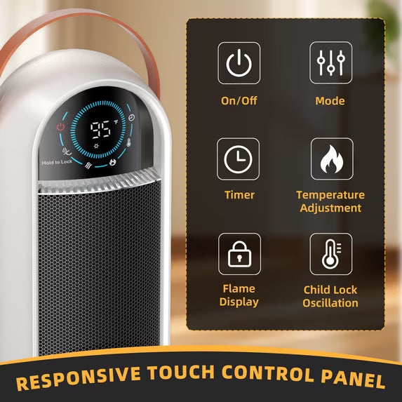 EDX 31.8" Tower Space Heater, 1500W Electric Heater with Remote, 15H Timer, 45° Oscillation for Indoor Use