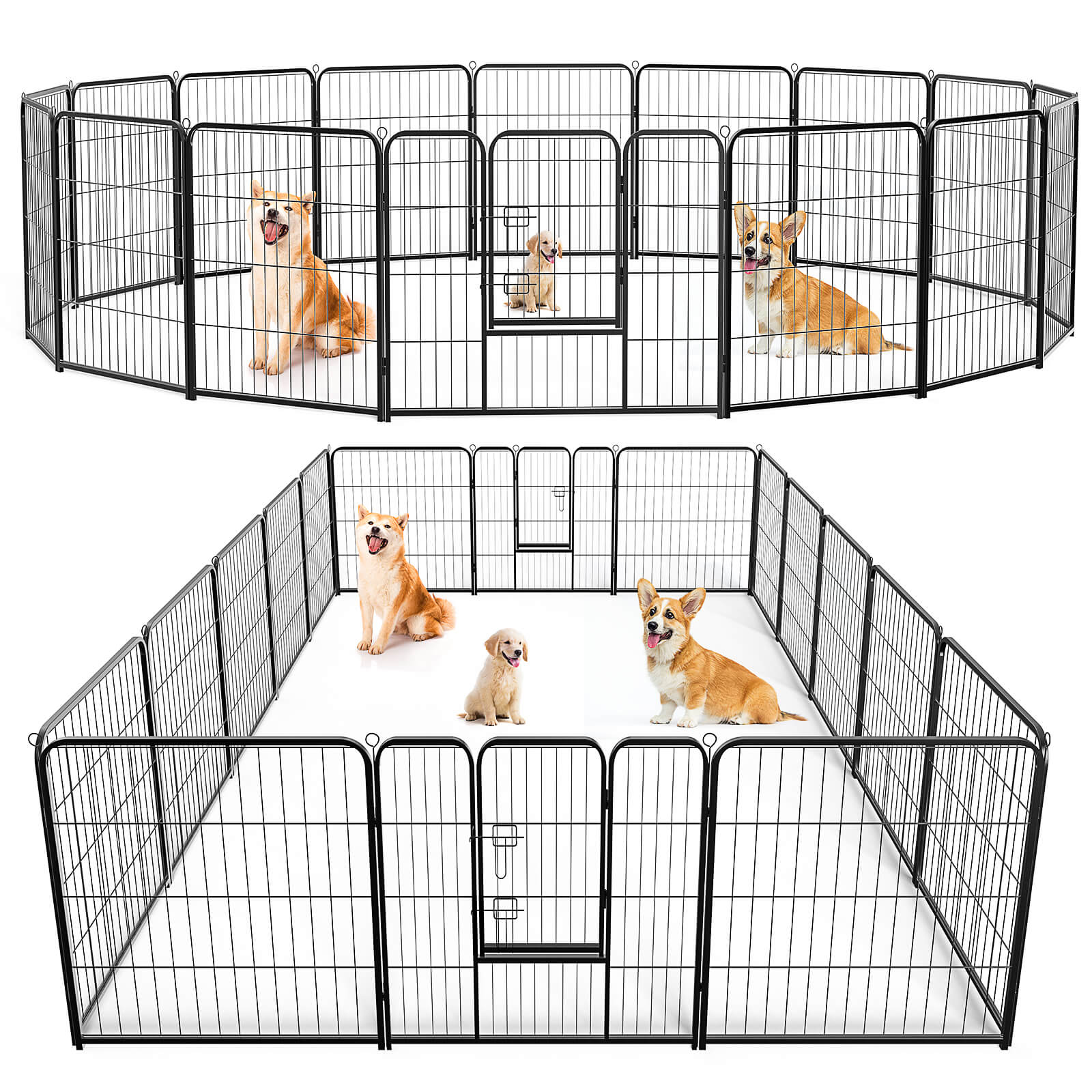 edx Dog Playpen - Collapsible Portable Pet Pen, High Metal Sport Puppy Pen with Gate for Garden, Patio, RV Camping