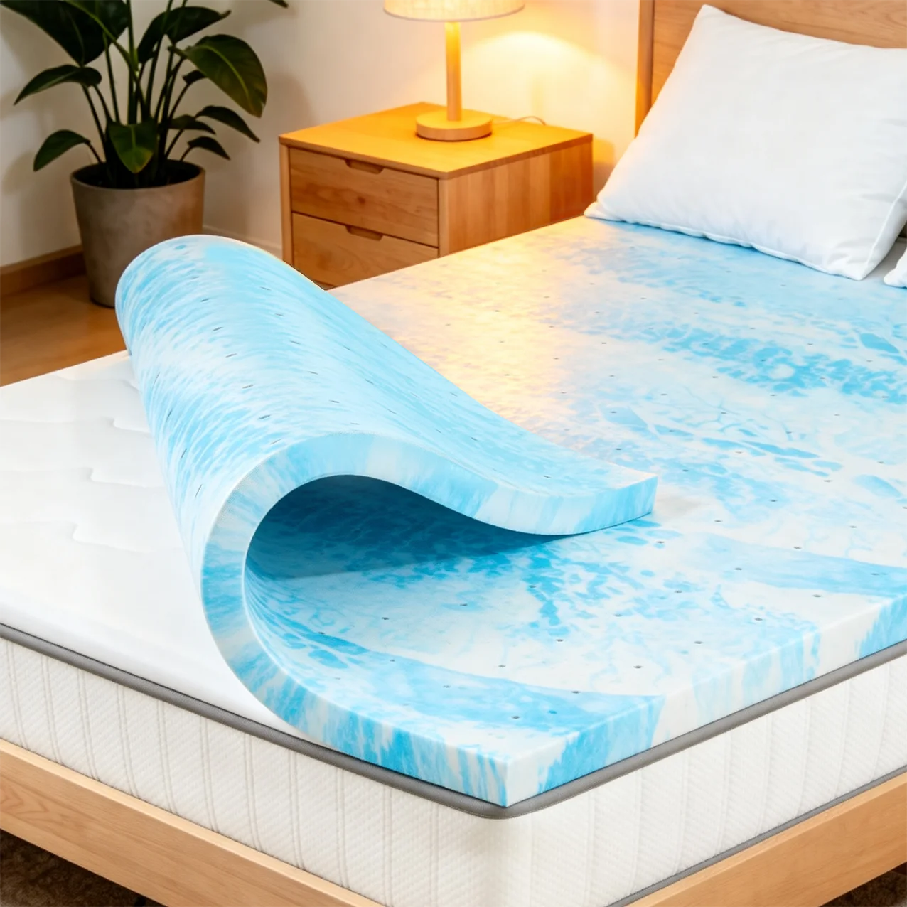 EDX Cool Gel Memory Foam Mattress Topper Bed, Comfort Body Support & Pressure Relief, CertiPUR-US Certified