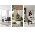 edx Modern Upholstered Accent Chair with Wooden Frame, Faux Leather, Adjustable Foot Rails for Living Room, Bedroom, Home Office Chair