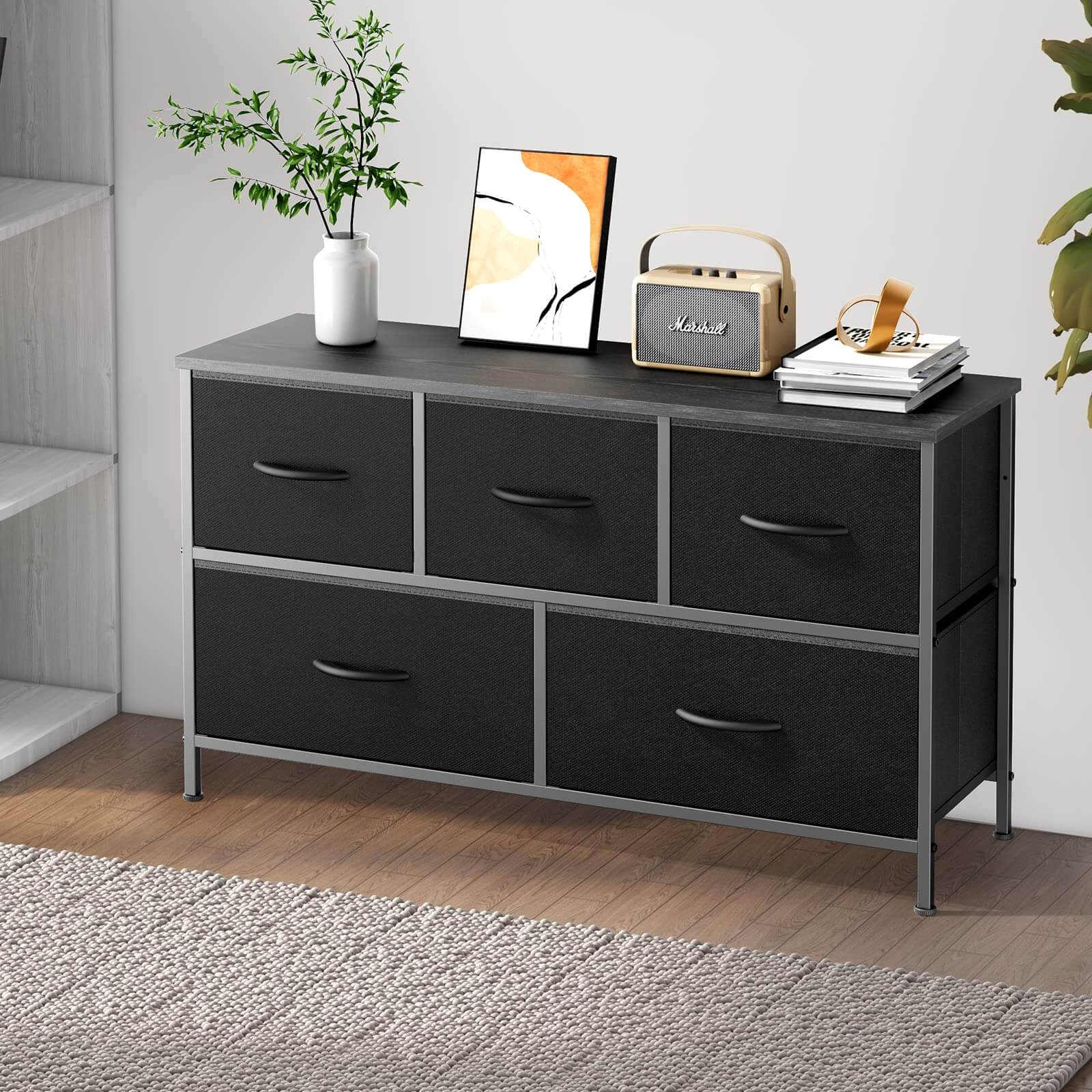 dresser with metal frame edx 38 in 5 Drawers Dresser Chest of Drawers,Metal Frame and Wood Top