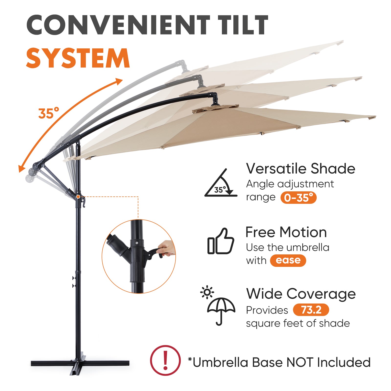 edx 10FT Offset Hanging Patio Umbrella Outdoor with Push Button Tilt & Self-Locking, Polyester Shade, 8 Sturdy Ribs, Blue