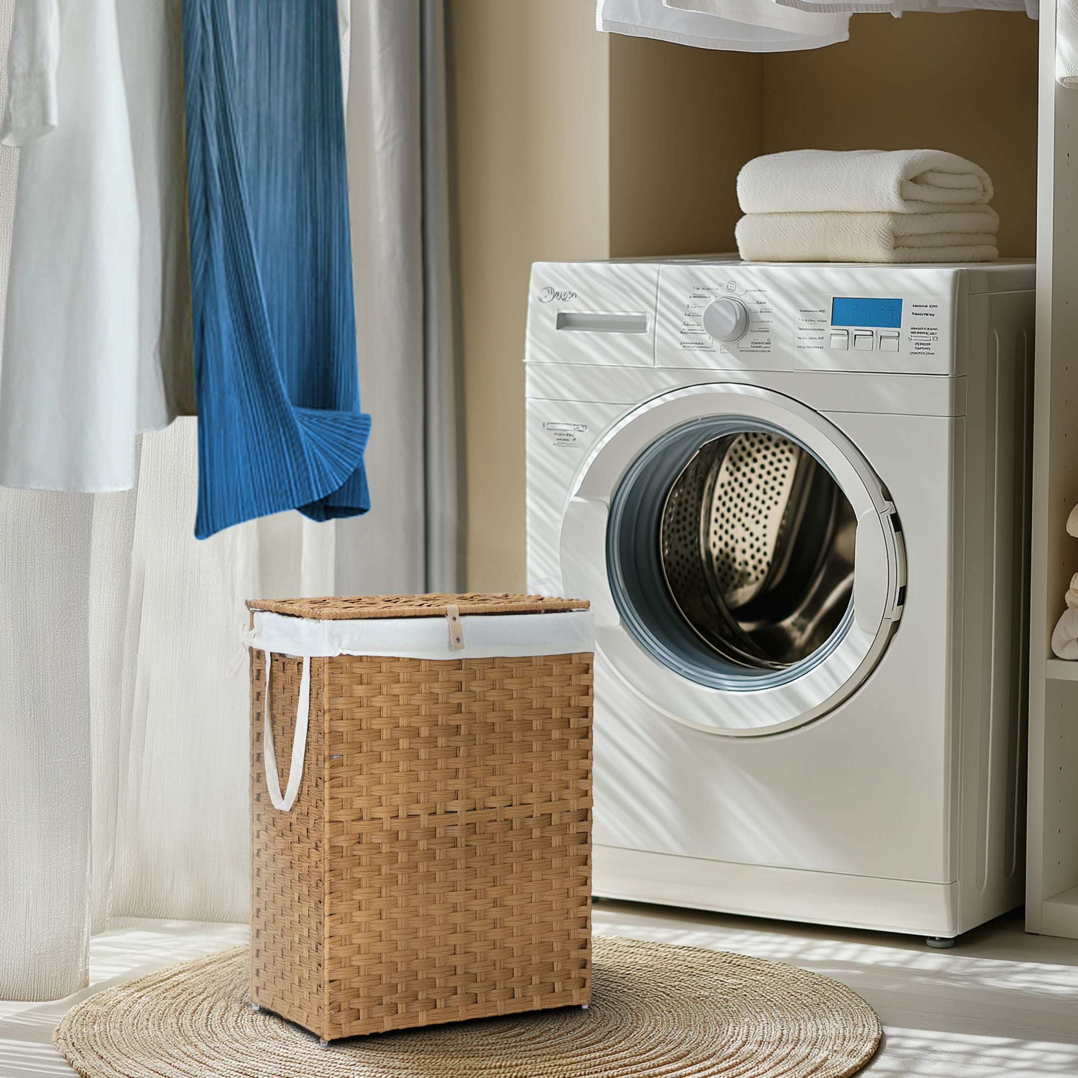 ZUNMOS Laundry Hampers with Lid, Clothes Hampers with Handles and Removable Laundry Bags, Large Collapsible Laundry Hampers for Bedroom, Bathroom, Dorm Room