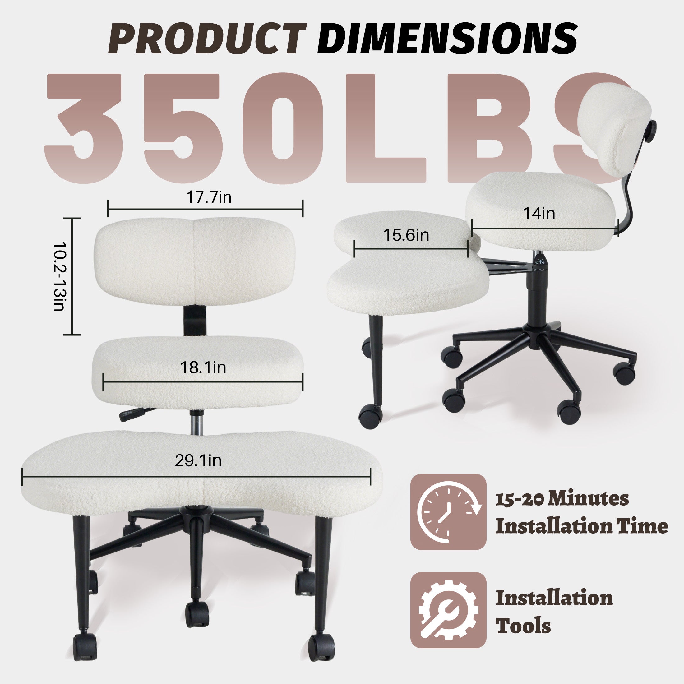 EDX Premium Ergonomic Cross Legged Swivel Meditation Chair with Adjustable Back – 360° Rotating Footrest, 5 Casters for ADHD, Focus & Relaxation