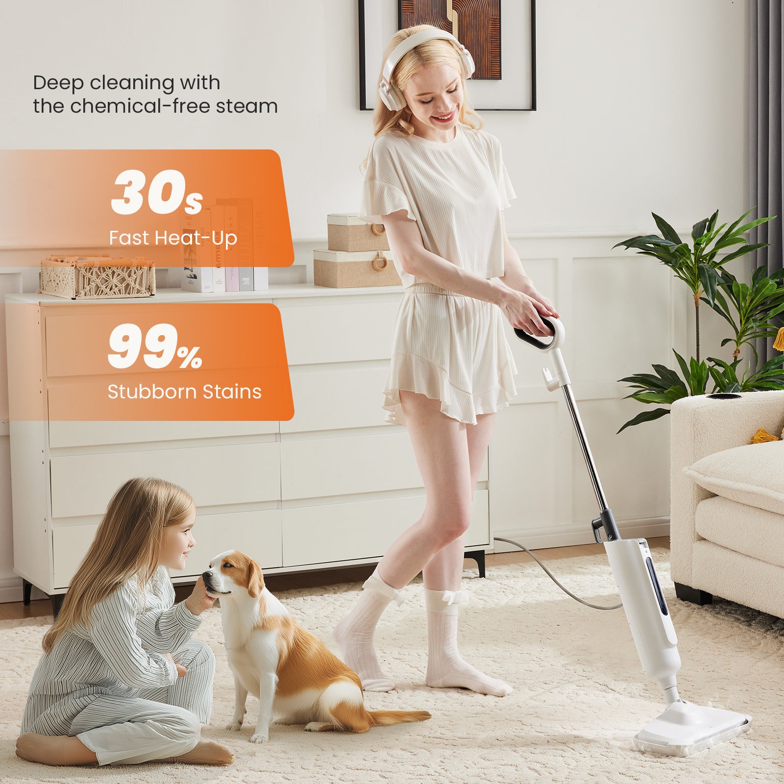 edx Steam Mop for Hardwood Floors and Tile, Electric Mops Floor Cleaner Machine