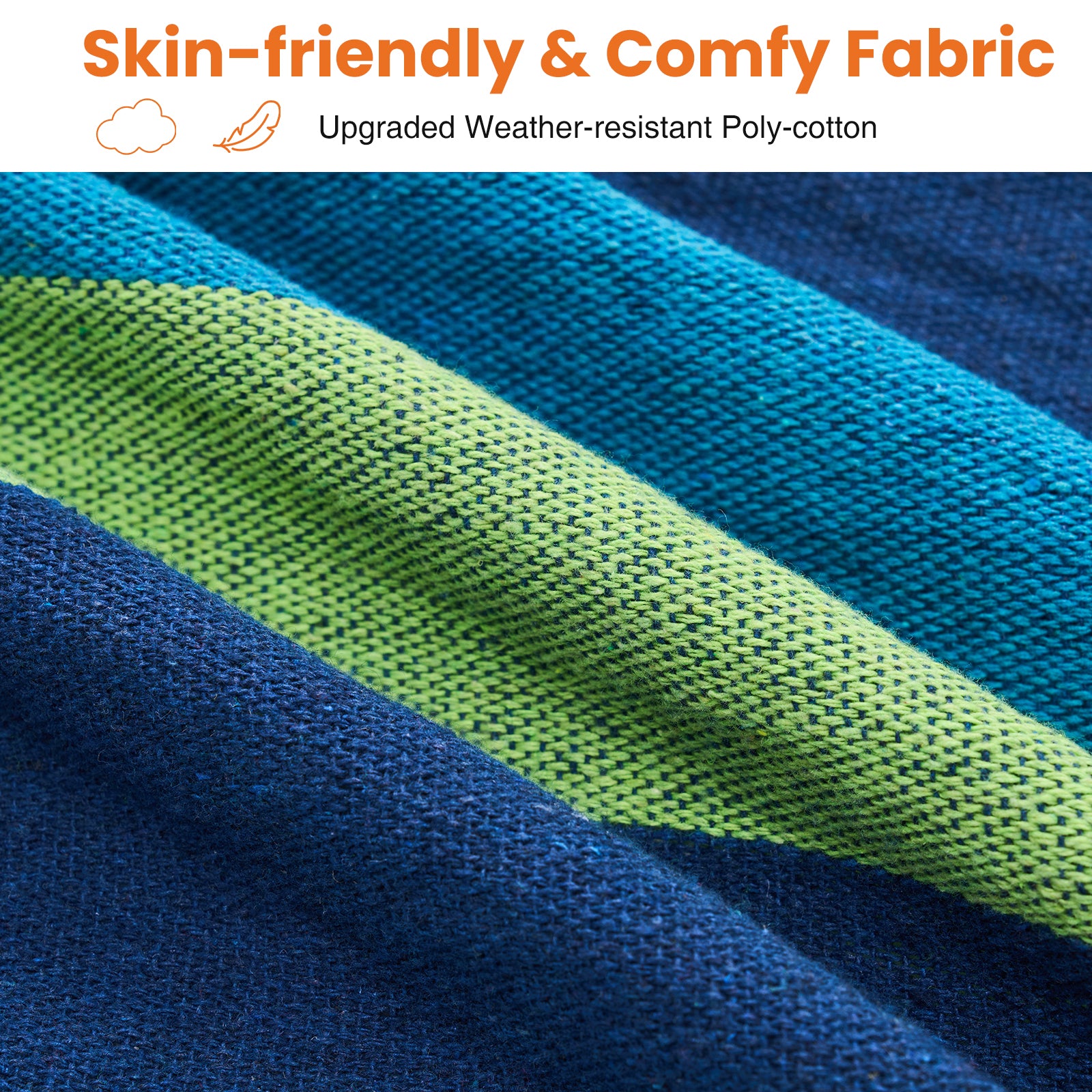 EDX Double Hammock with Space Saving Steel Stand, 2 Person Heavy Duty Outdoor 450lb Capacity Standing Hammocks, Upgraded Polyester End Strings, Portable Carrying Bag Included