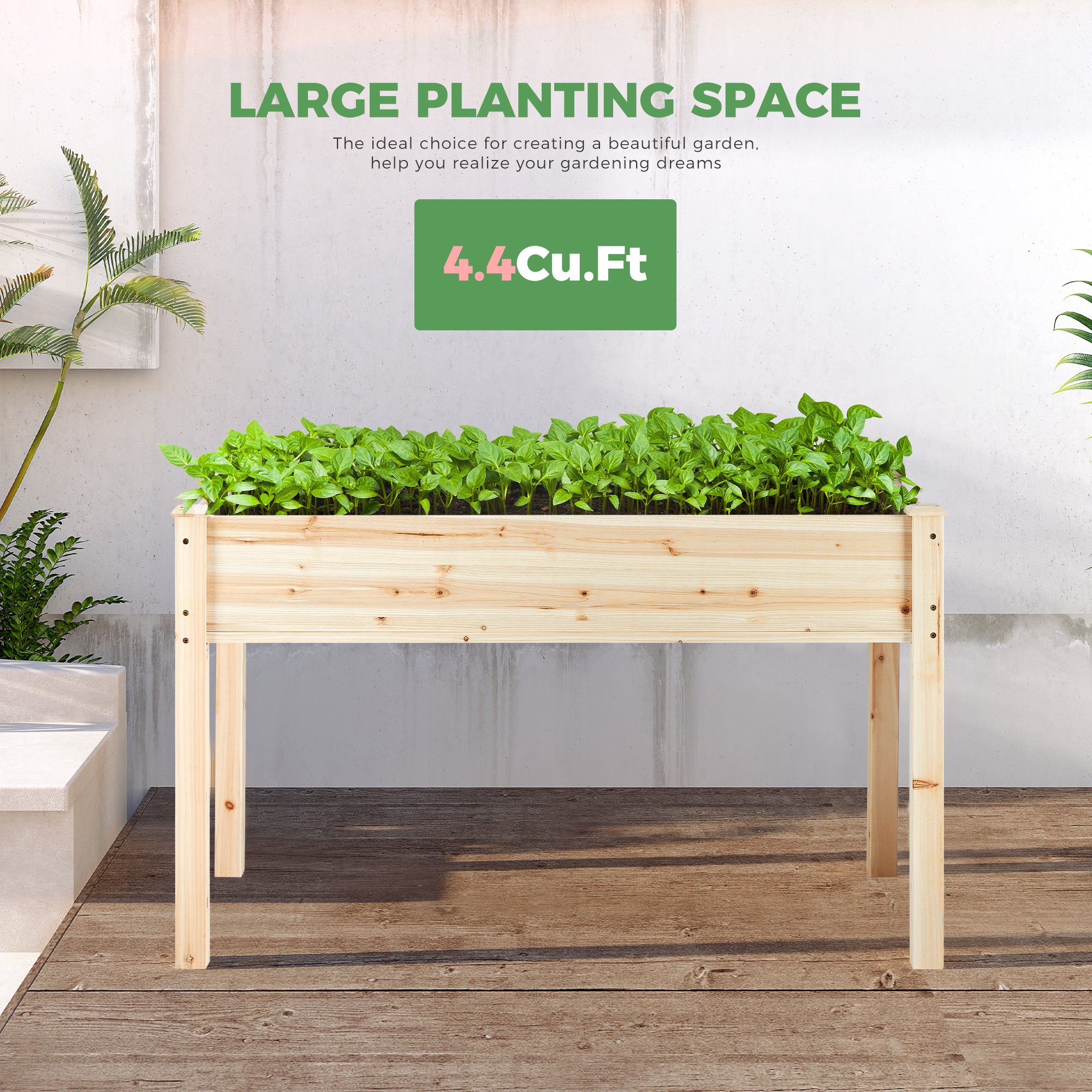Wooden Raised Garden Bed with Storage Shelf - Ideal for Vegetable and Flower Garden on Patio or Balcony