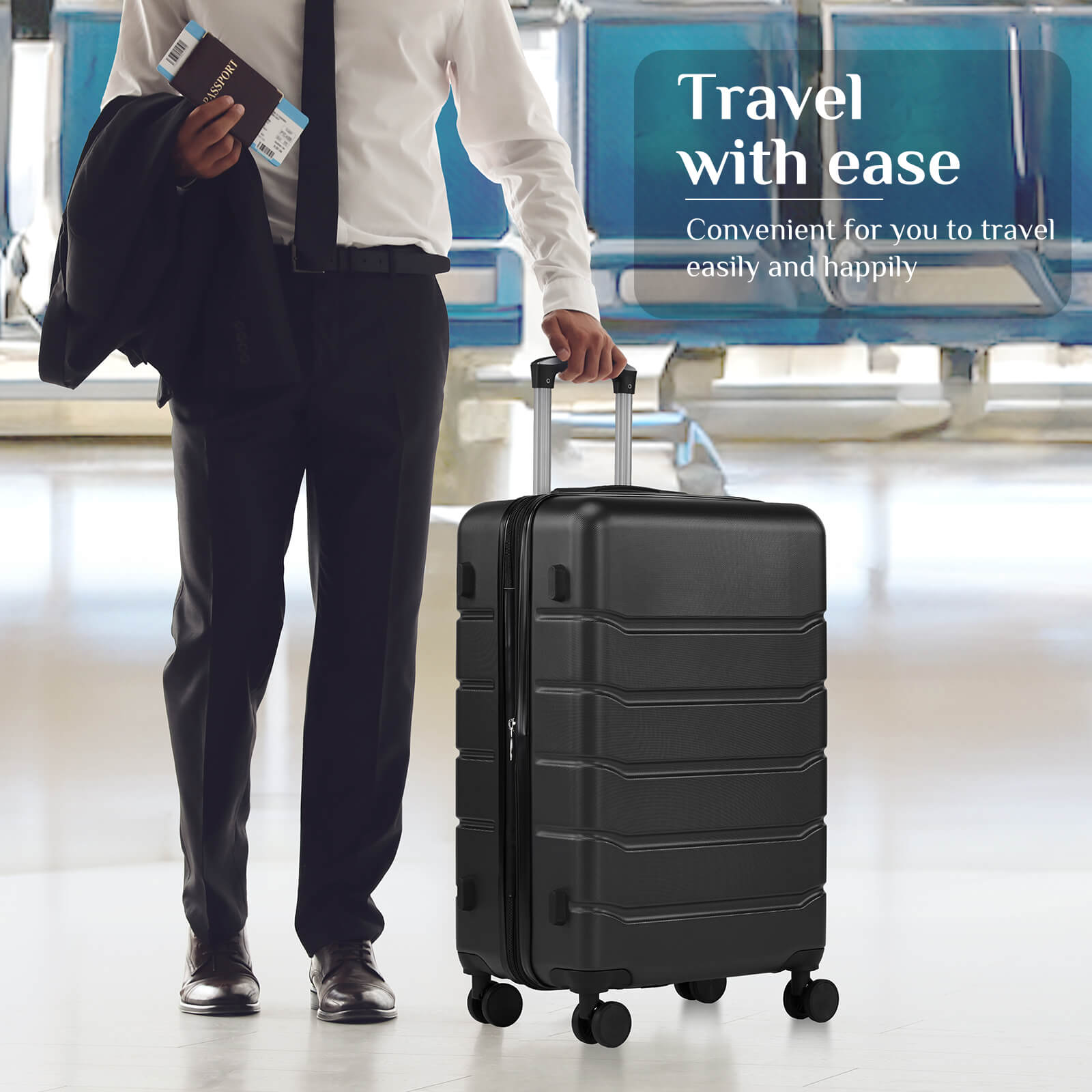 edx Lightweight Trolley Case - 20/24/28 inches, with TSA lock, portable, for travelling, business trips