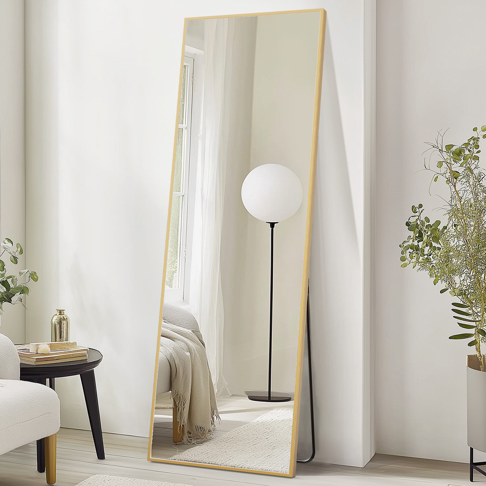 edx Arched Full Length Mirror 71"x26" Full Body Mirror Rectangle Free Standing Wall Mounted Leaning Hanging Floor Mirrors, Gold