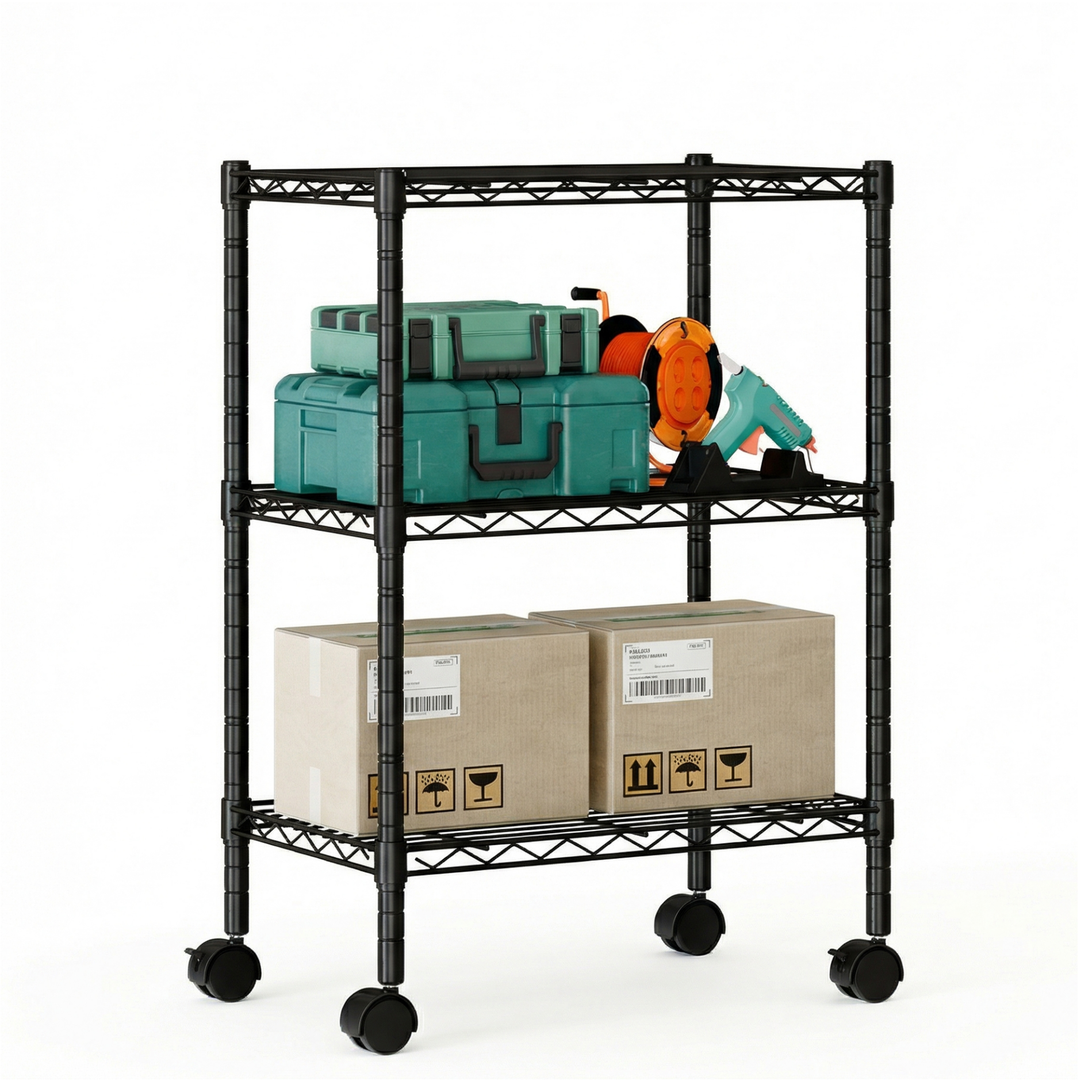 EDX Heavy Duty Adjustable Wire Shelving with Wheels, Storage Racks for Garage Kitchen Pantry Laundry Office, Easy Assembly