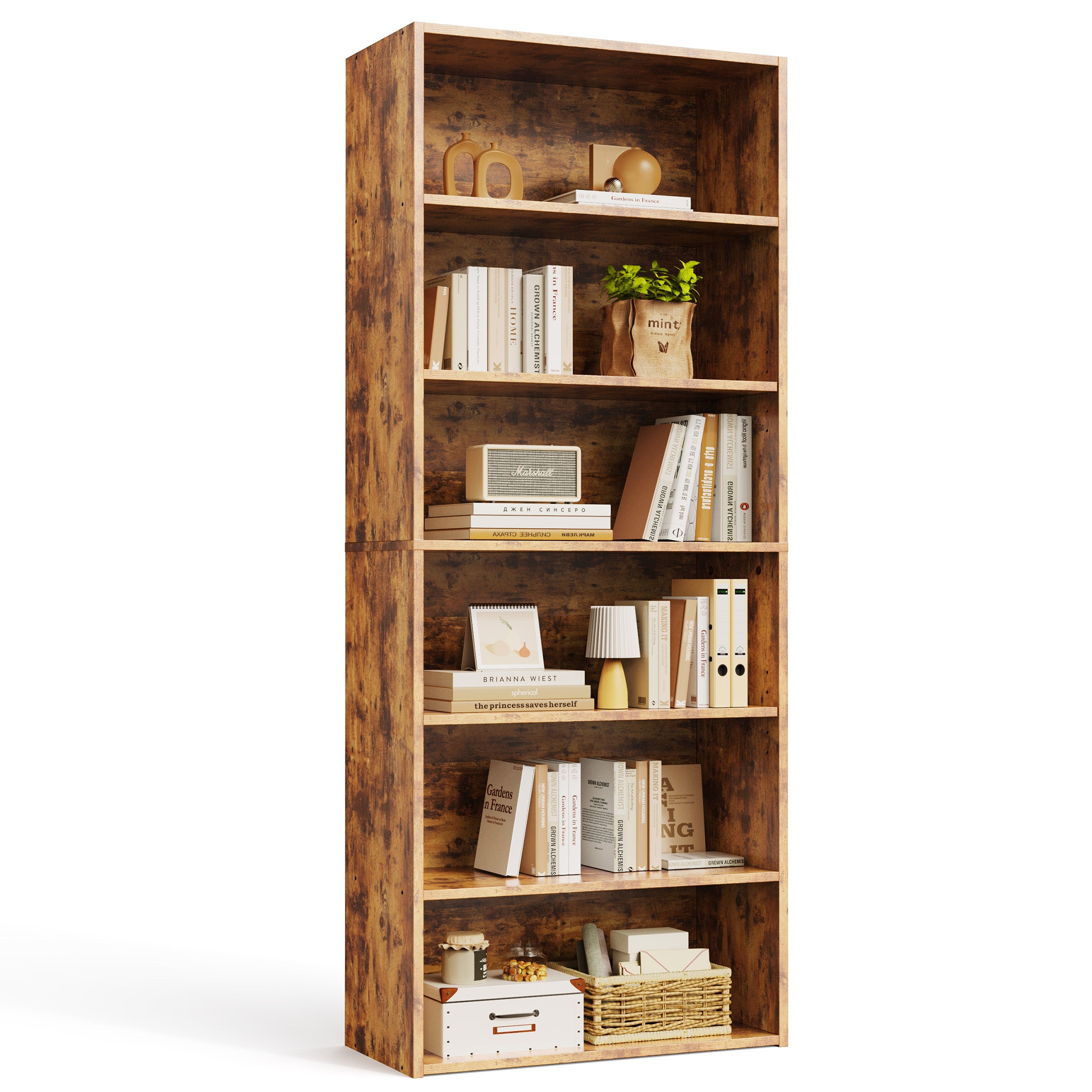 ZUNMOS Bookcase, Open Industrial Standing Bookshelf Large Storage for Home Office