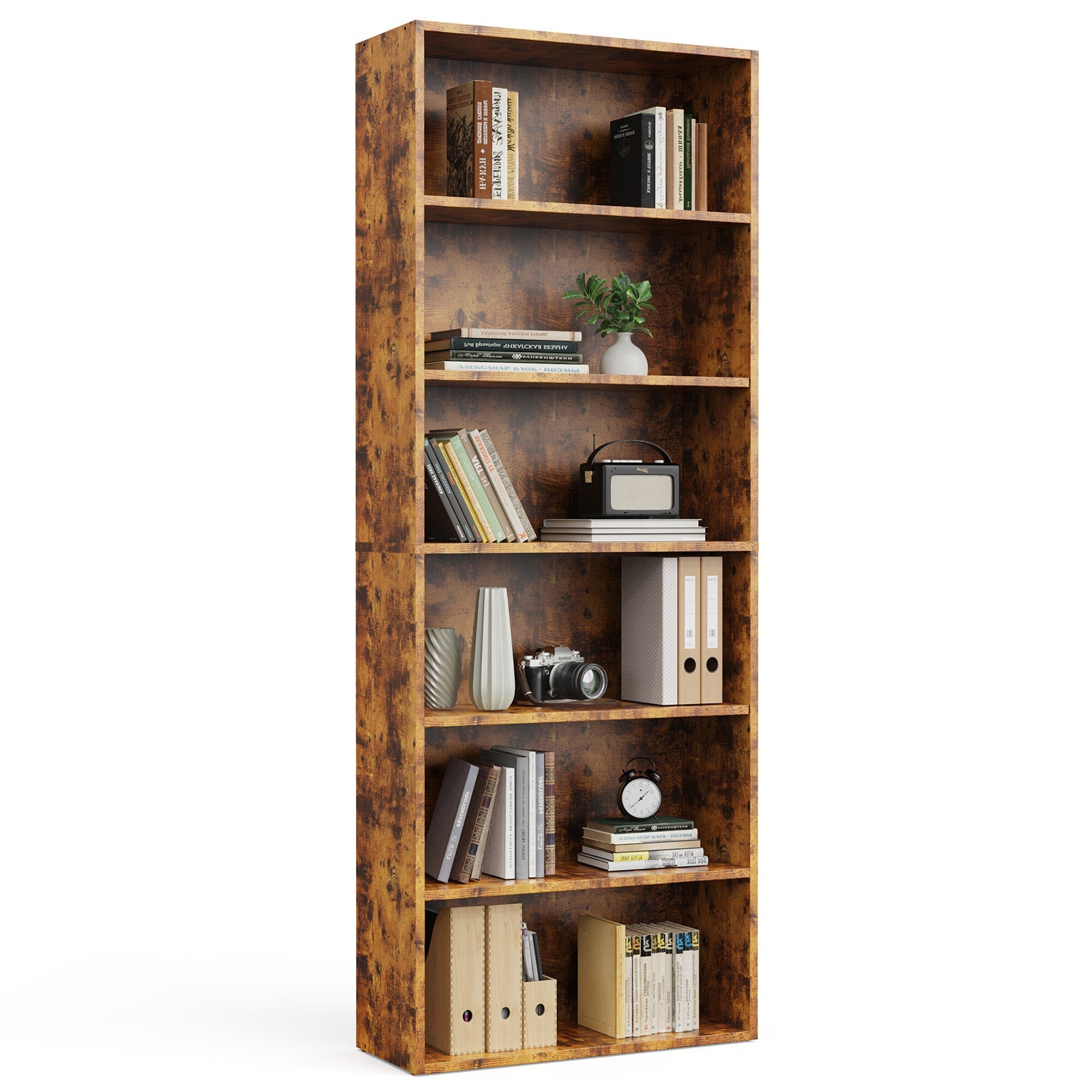 edx Bookcase Storage, 53 Inch Large Tall Floor Standing Open Bookshelf for Home Office, Living Room, and Bedroom