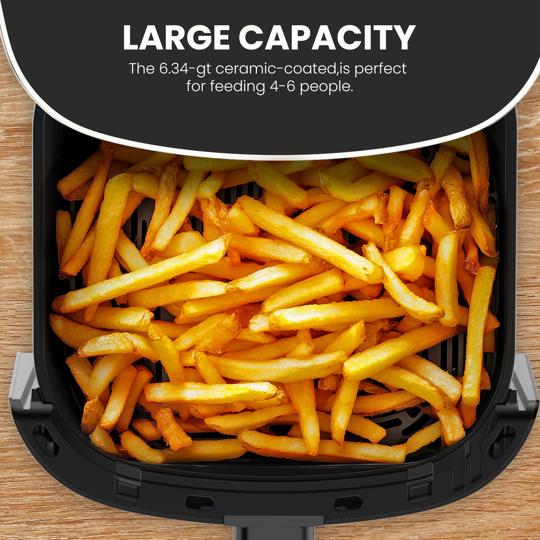 edx Air Fryer,Compact & Large 6 Qt with 400F for Crispy, Electric Hot Oven Oilless Multifunctional Cooker with Digital LED Touchscreen, Auto Shut-off, ETL Certified, Beige