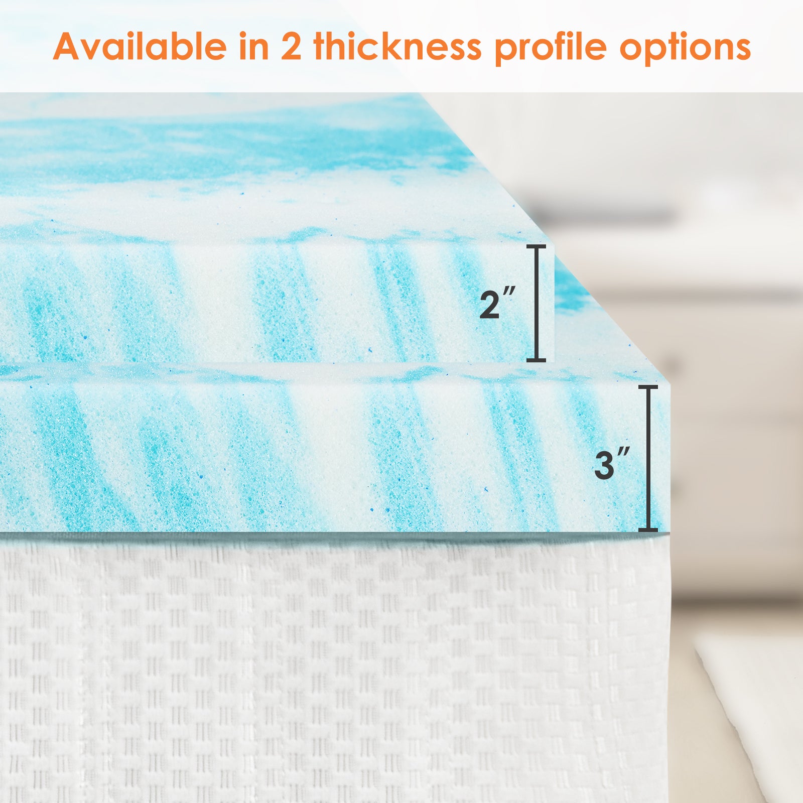 ZUNMOS Mattress Topper, 3 Inch Gel Memory Foam Bed Topper for King Size Bed