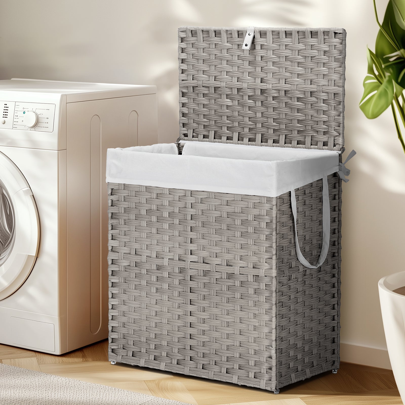 Laundry Hampers with Lid, Clothes Hampers with Handles and Removable Laundry Bags, Large Collapsible Laundry Hampers for Bedroom, Bathroom, Dorm Room