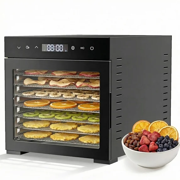 EDX Sliver Nut Dehydrator, 600W, 6.5 sq.ft Drying Space, 95-165°F, 30-48min Timer, Auto Shut-Off, Overheat Protection, Household & Snack Prep Use