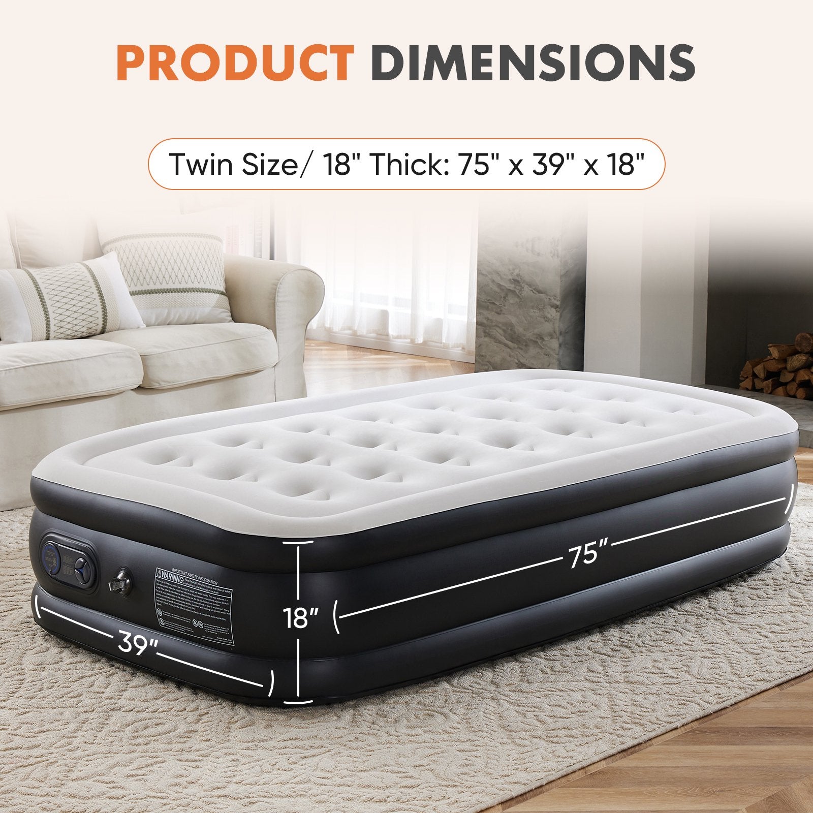 edx Air Mattress Bed with Built- in Pump Blow Up Mattresses for Camping, Indoor Colchon, Guests Air Bed