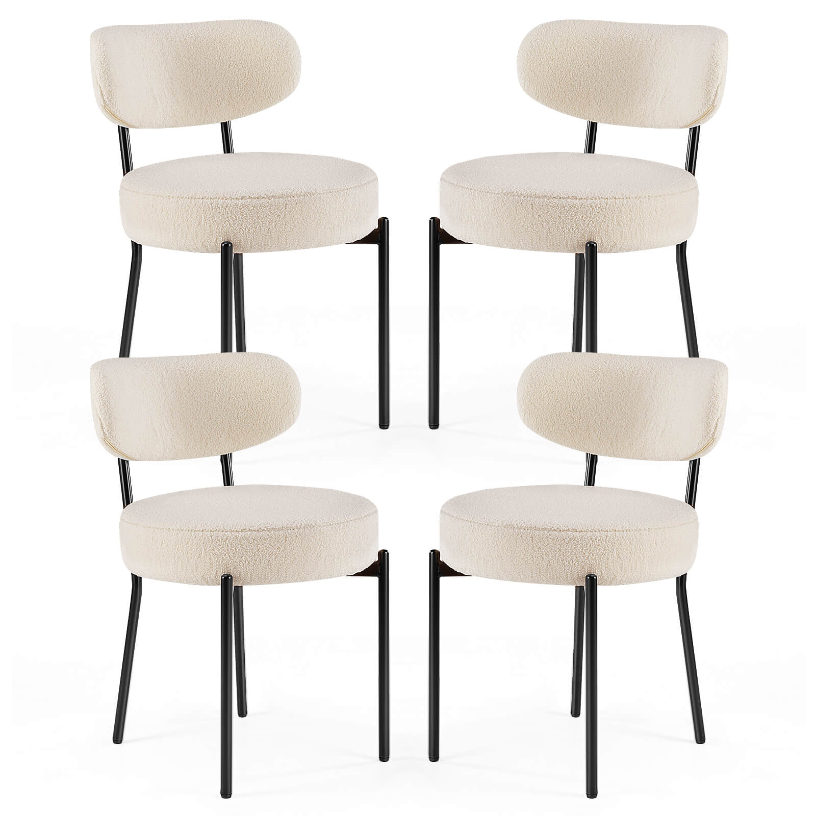 edx Dining Chair Set of 4 Modern Upholstered Fabric Chairs with Metal Legs for Kitchen Living Room Dining Room
