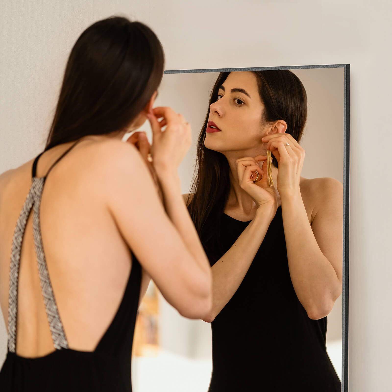 edx 71"x30" Arched Full Body Mirror Floor Mirror Standing Hanging or Leaning Wall with Stand Aluminum Alloy Thin Frame