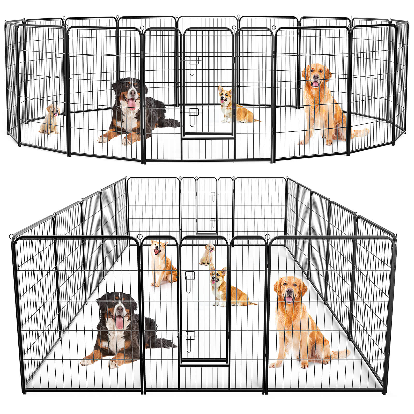 edx Dog Playpen - Collapsible Portable Pet Pen, High Metal Sport Puppy Pen with Gate for Garden, Patio, RV Camping