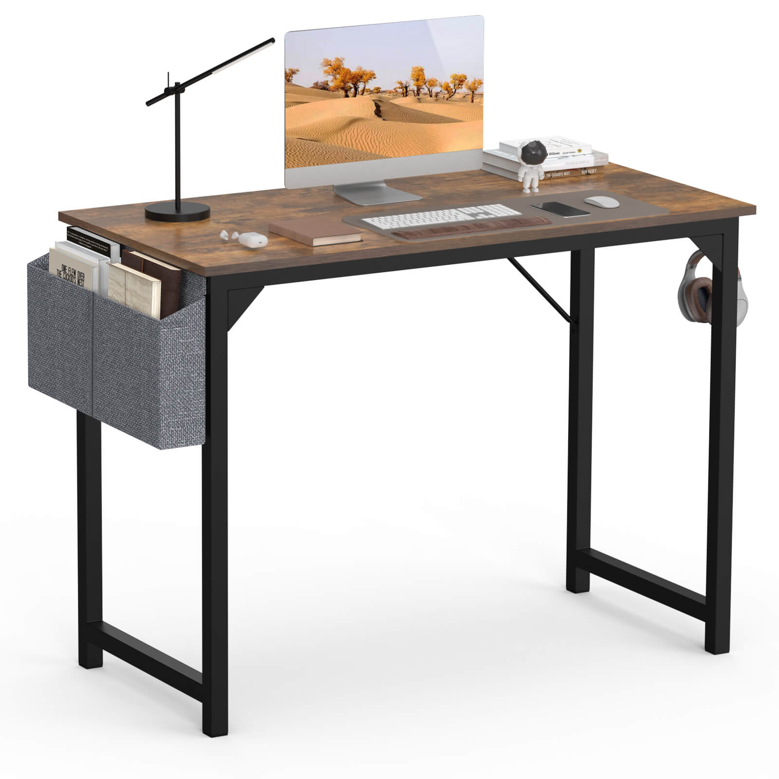 edx Computer Desk - 32/40/47/55/63 inch Student Kids Study Wooden Desk with Headphone Hook and Storage Bag for Bedroom, Living Room, Study Room