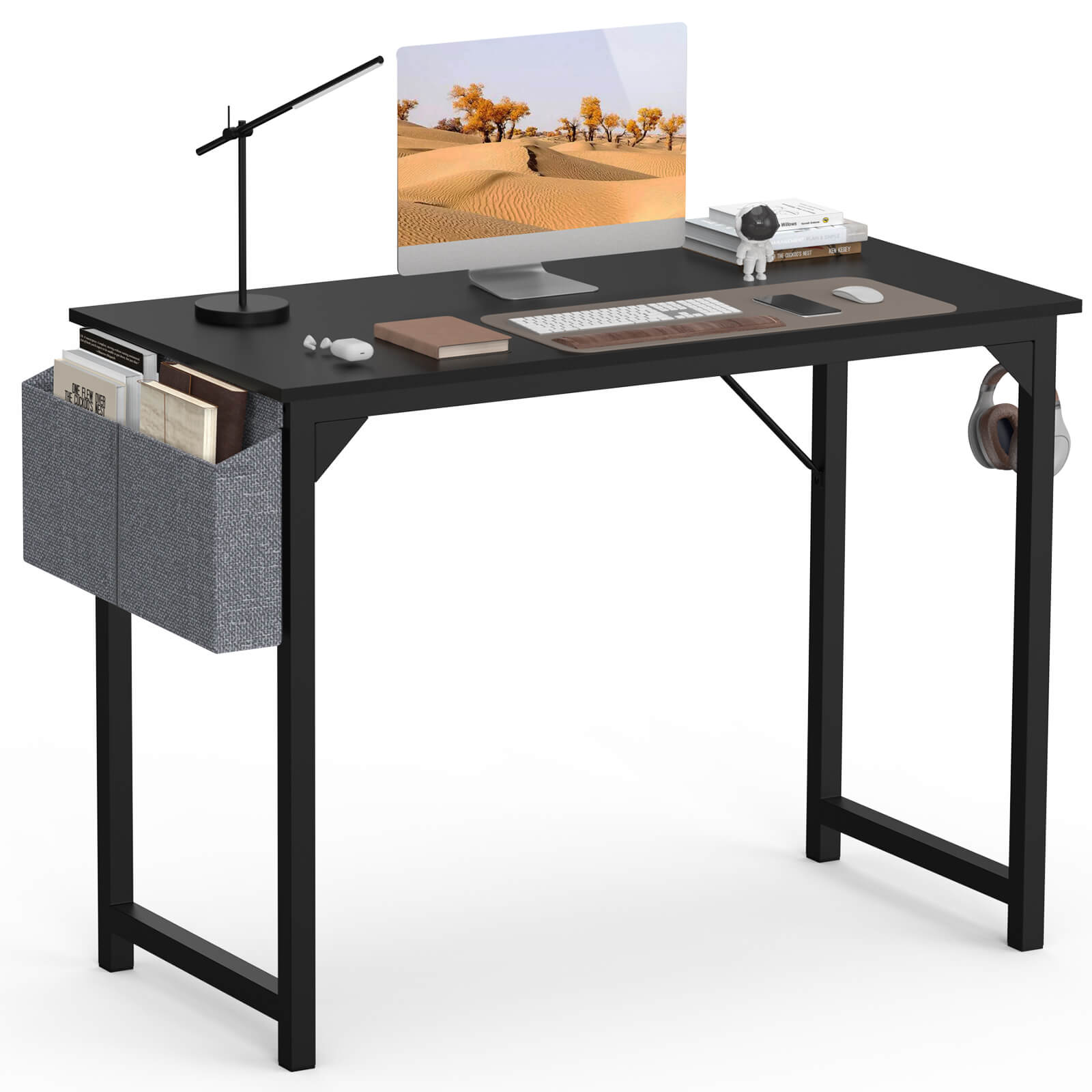 edx Computer Desk - 32/40/47/55/63 inch Student Kids Study Wooden Desk with Headphone Hook and Storage Bag for Bedroom, Living Room, Study Room