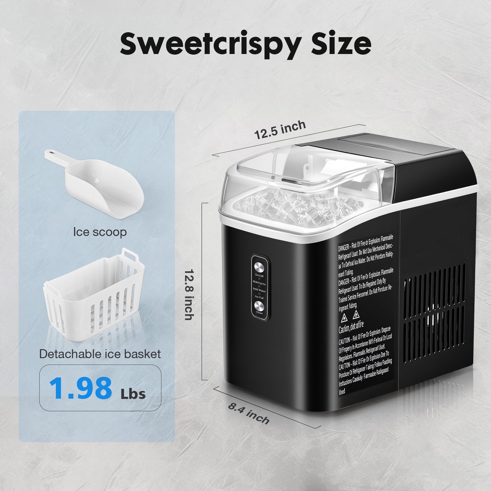 edx Nugget Ice Maker Countertop, 26 lbs/24H , Self-Cleaning Ice Maker , Includes Ice Scoop & 2.65 lbs Removable Basket