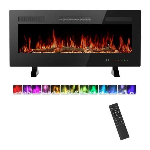 edx Electric Fireplace, 1500W, 13 Adjustable Flame Colors, 12-Hour Timer, Low-Noise Design, Supports Wall-Mounted/Freestanding/Built-In Installation