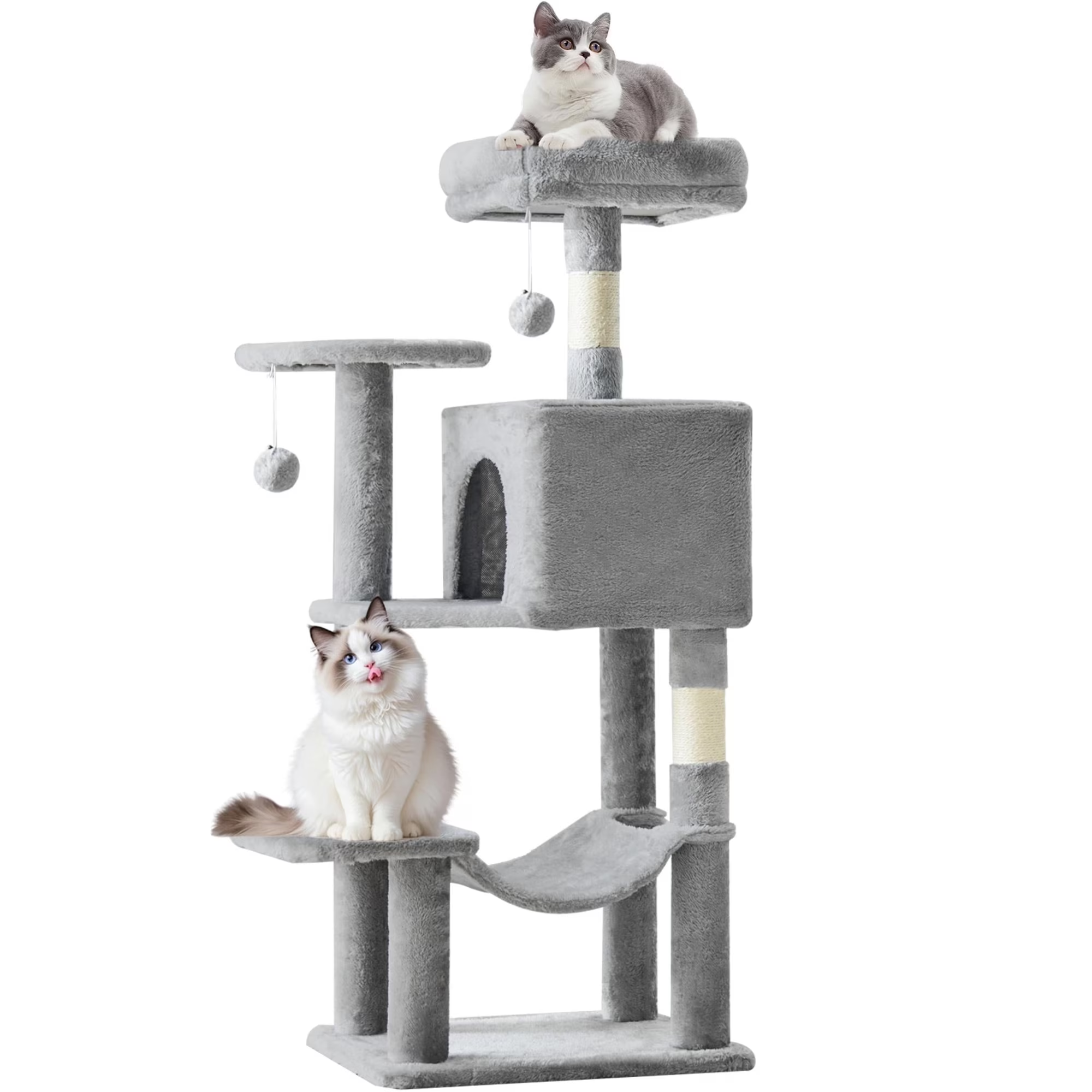 edx Cat Tree Tower for Indoor Cats, Multi-Level Pet Furniture with Sisal Scratching Post, Large Cozy Condo, Climbing Ramp, Kitten Toy
