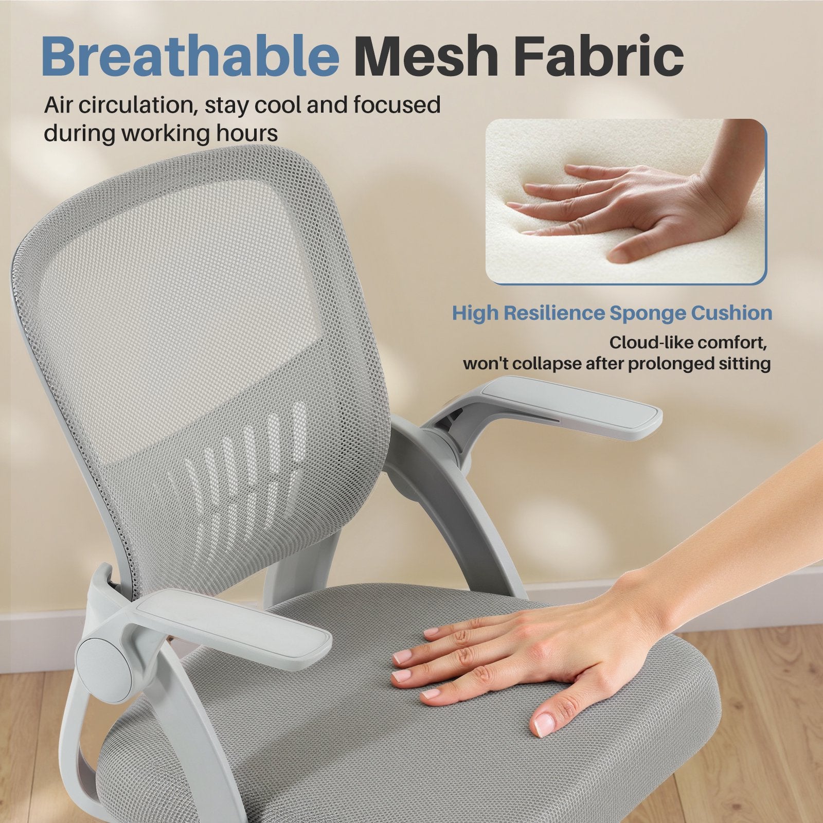 EDX Desk Chair with Ergonomic Lumbar Support, Removable Footrest - 250lbs Capacity, Suitable for Home, Office, Bedroom