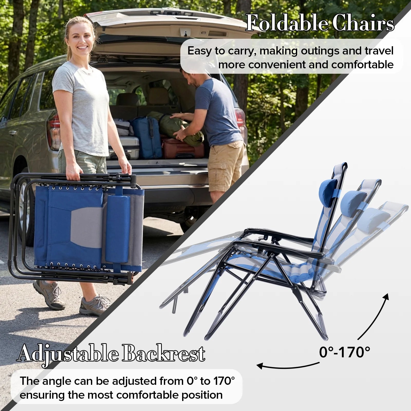 EDX Zero Gravity Chair XL Padded Folding Outdoor Recliner with Headrest & Cup Holder Tray, Adjustable 0–170°, Heavy Duty Steel Frame, Patio Lawn Beach Lounge Chair