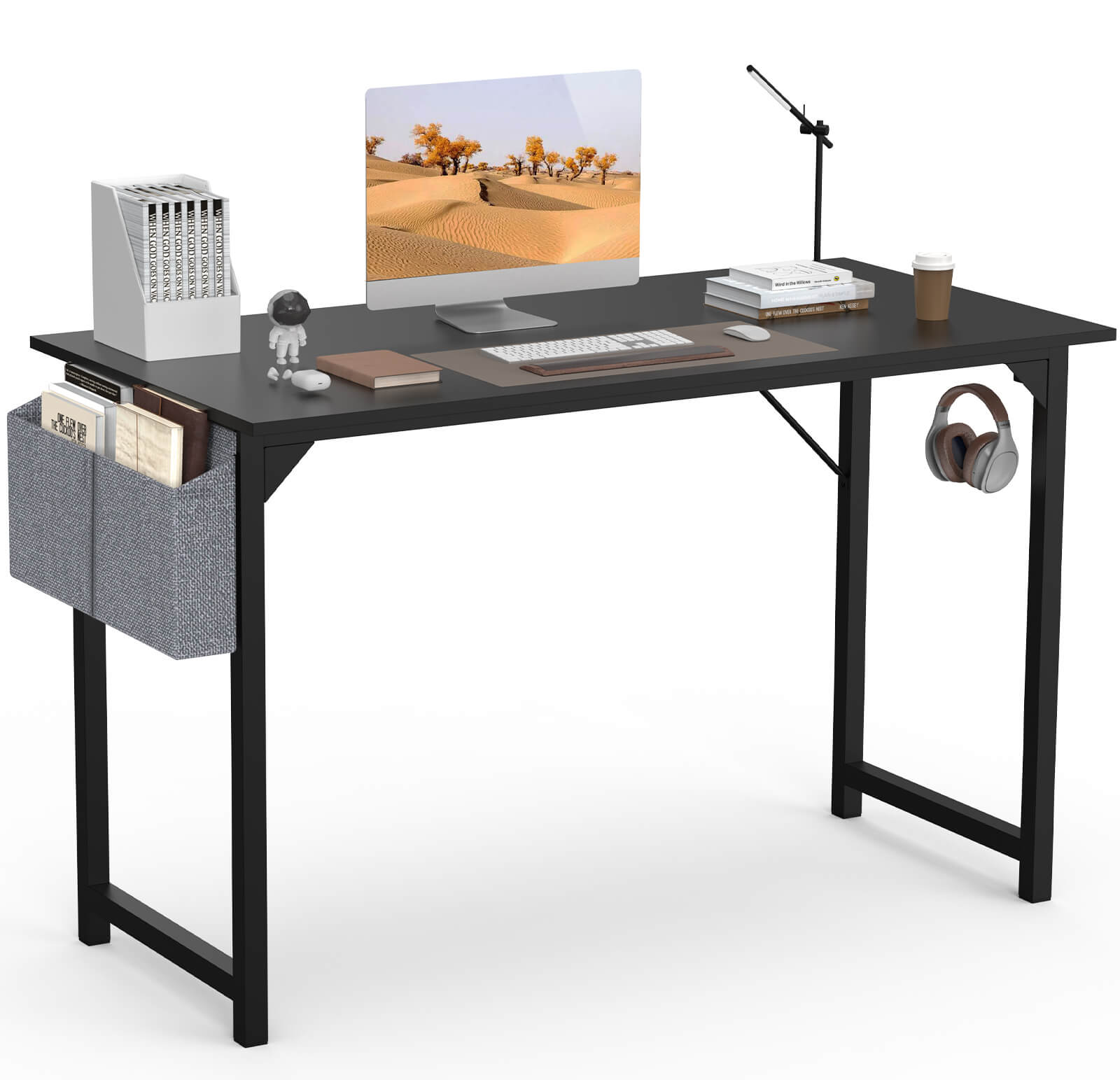 edx Computer Desk - 32/40/47/55/63 inch Student Kids Study Wooden Desk with Headphone Hook and Storage Bag for Bedroom, Living Room, Study Room