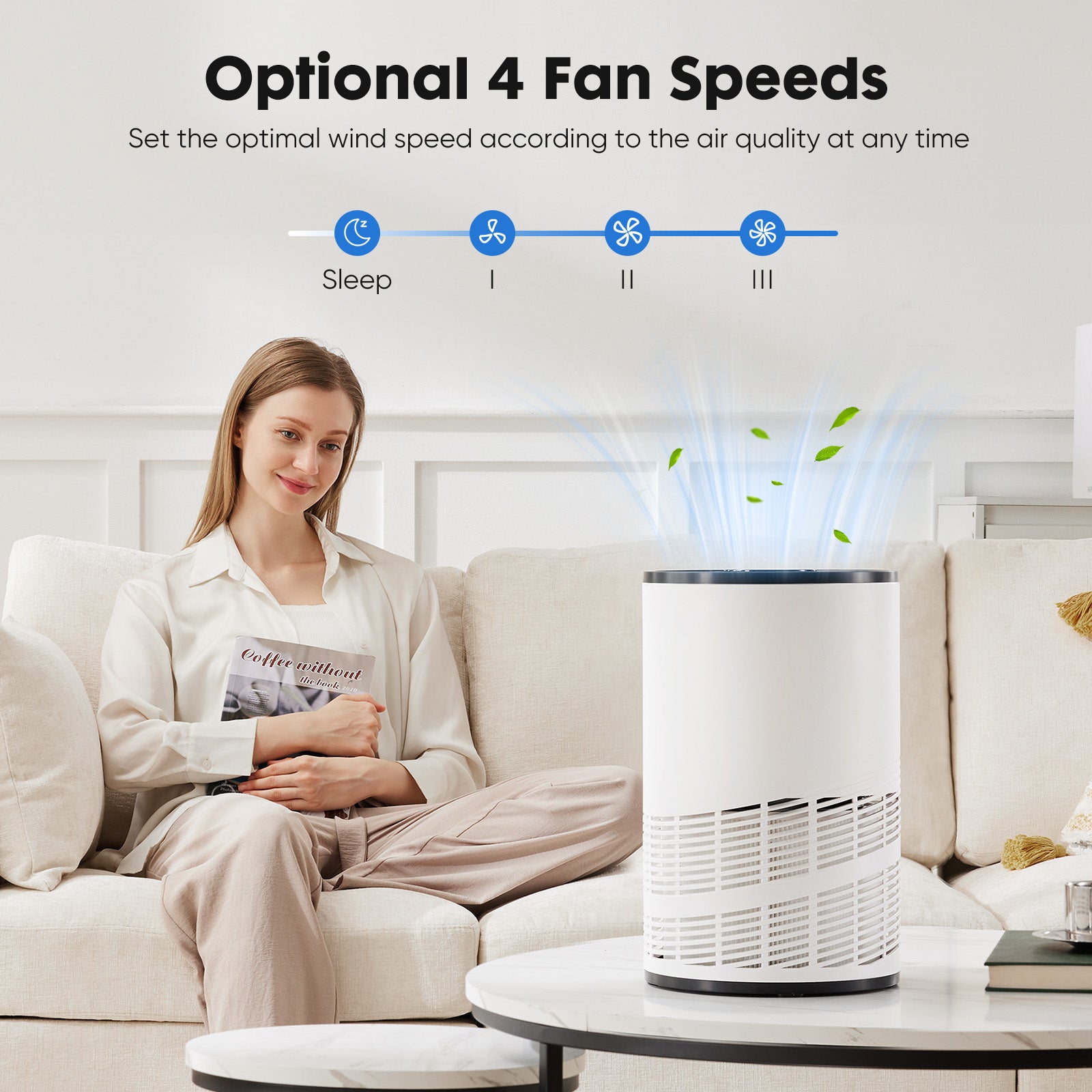 Air Purifier for Home and Bedroom, HEPA Filter, Removes Smoke, Pollen, Dander and Odors