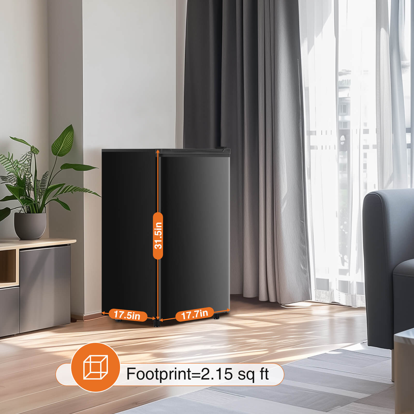 edx Mini Fridge with Freezer,3.2 Cu.Ft Small Refrigerator Single Door Adjustable Thermostat Energy-efficient Low Noise