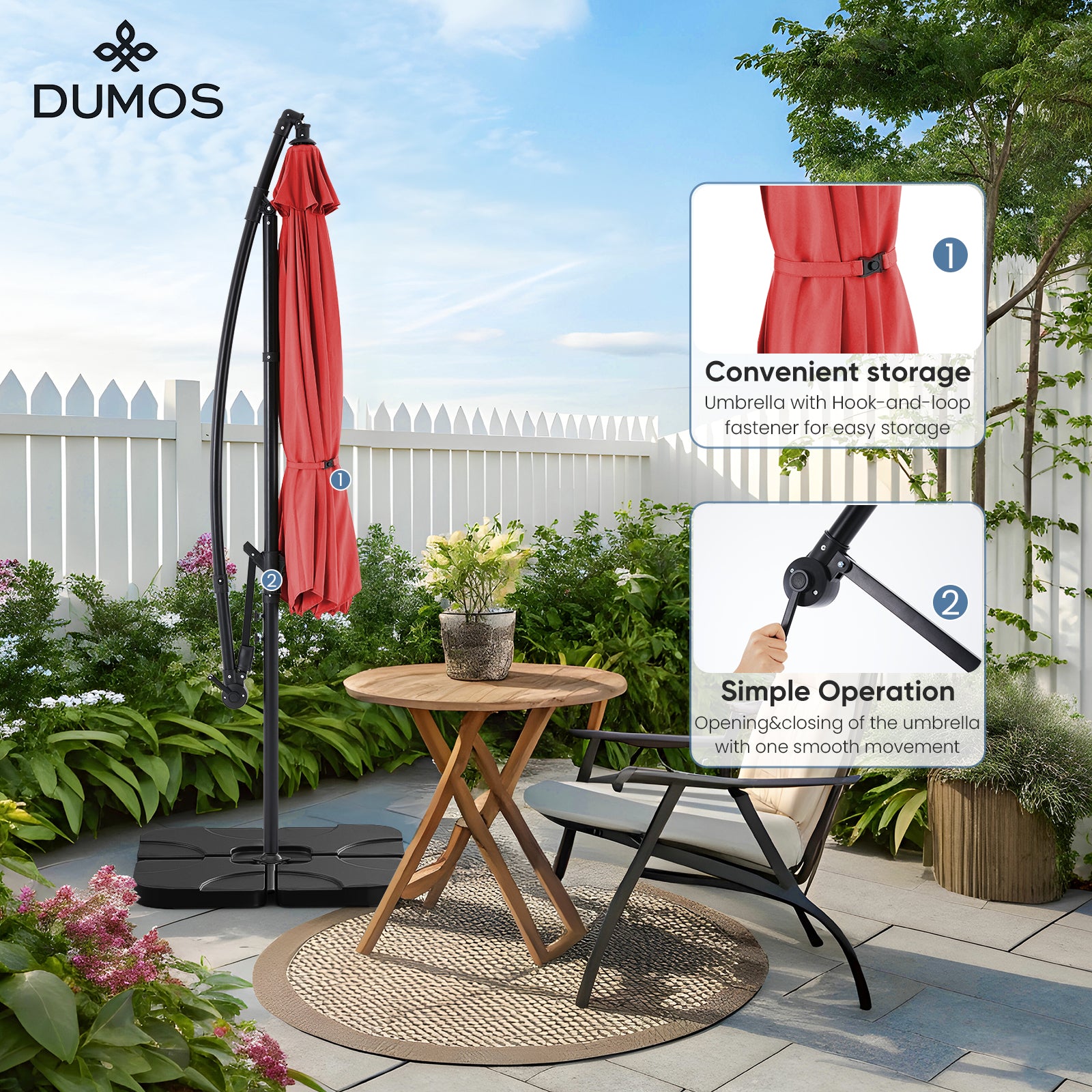 10FT Offset Cantilever Patio Umbrella with Easy Tilt & Crank, Self-Locking Design, 8 Robust Ribs for Outdoor Shade, Ideal for Decks and Gardens