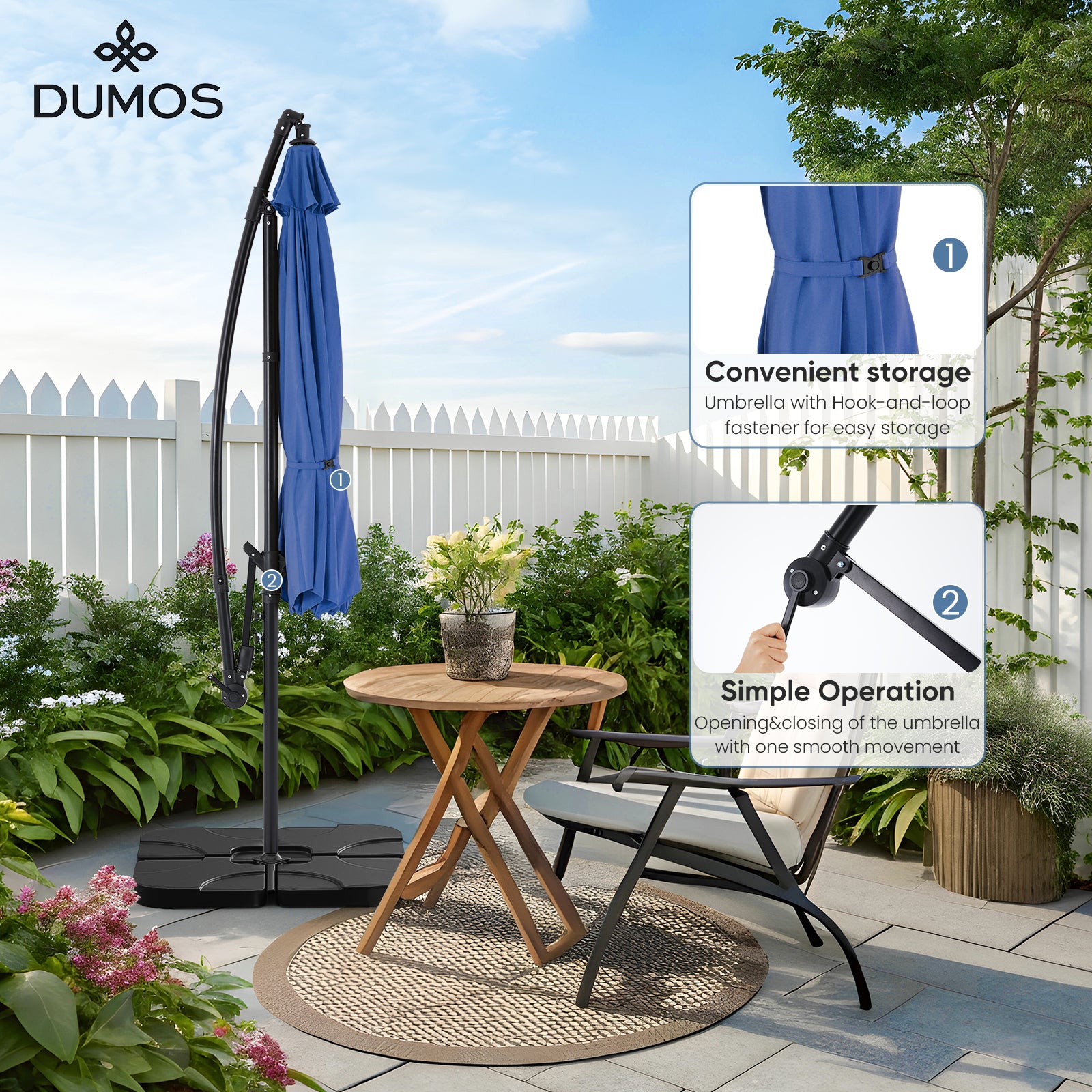 10FT Offset Cantilever Patio Umbrella with Easy Tilt & Crank, Self-Locking Design, 8 Robust Ribs for Outdoor Shade, Ideal for Decks and Gardens