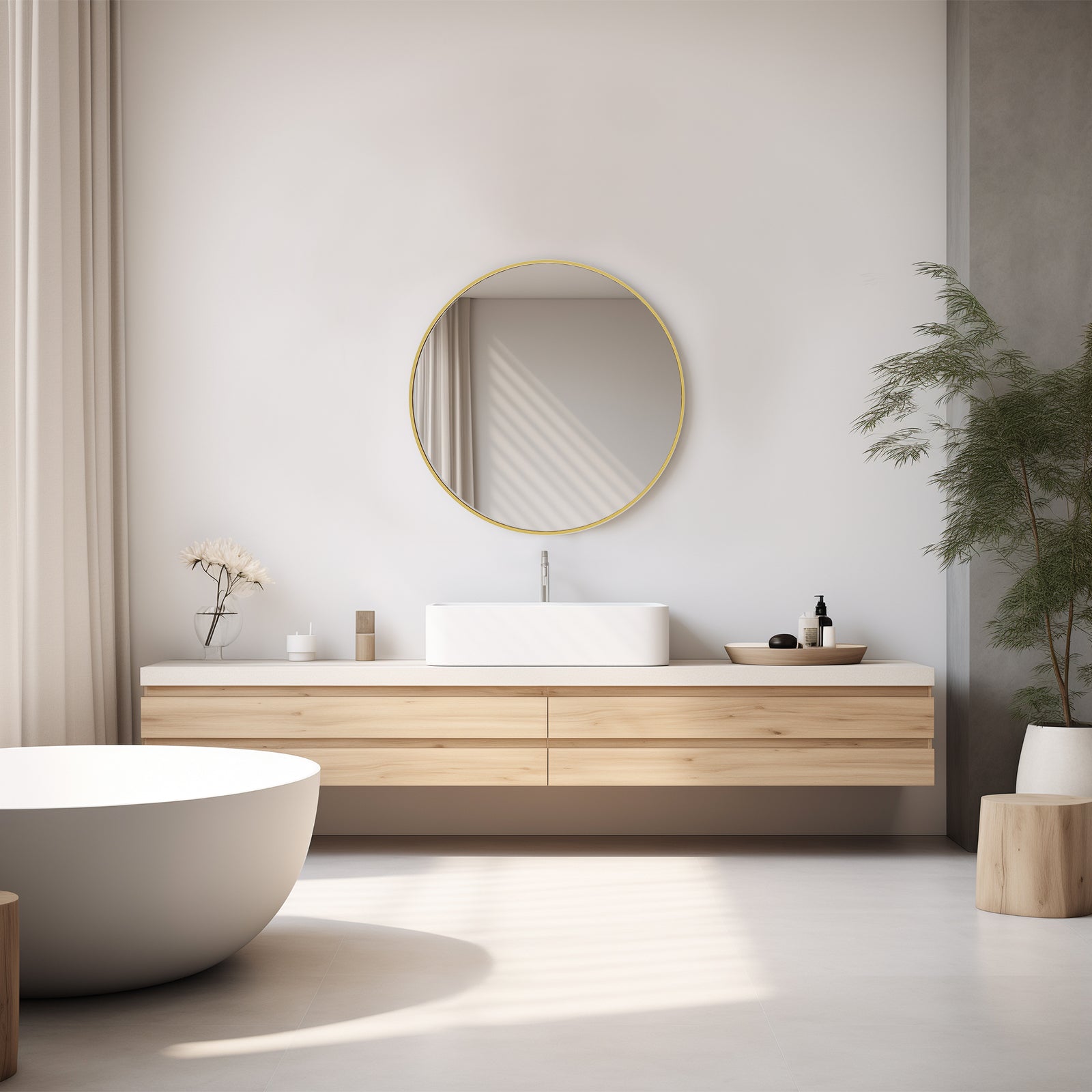 Round Wall Mirror, Aluminum Alloy Frame, Over Sink Circle Mirror Round Vanity Mirror for Bathroom Living Room Entryway Bedroom
