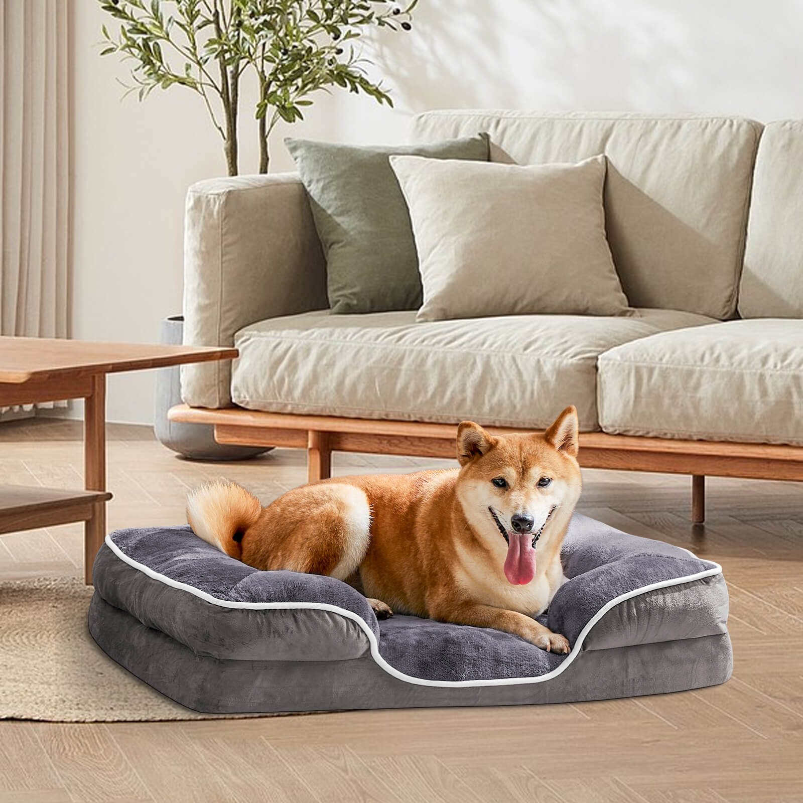 edx Rectangular dog bed, machine washable sleeper sofa with non-slip bottom Breathable and soft puppy bed for large, medium and small dogs
