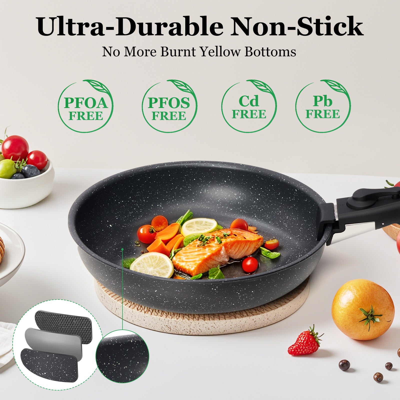 12-piece Non-Stick Cookware Set - Essential Pots and Pans with Detachable Handles for Convenient Cooking