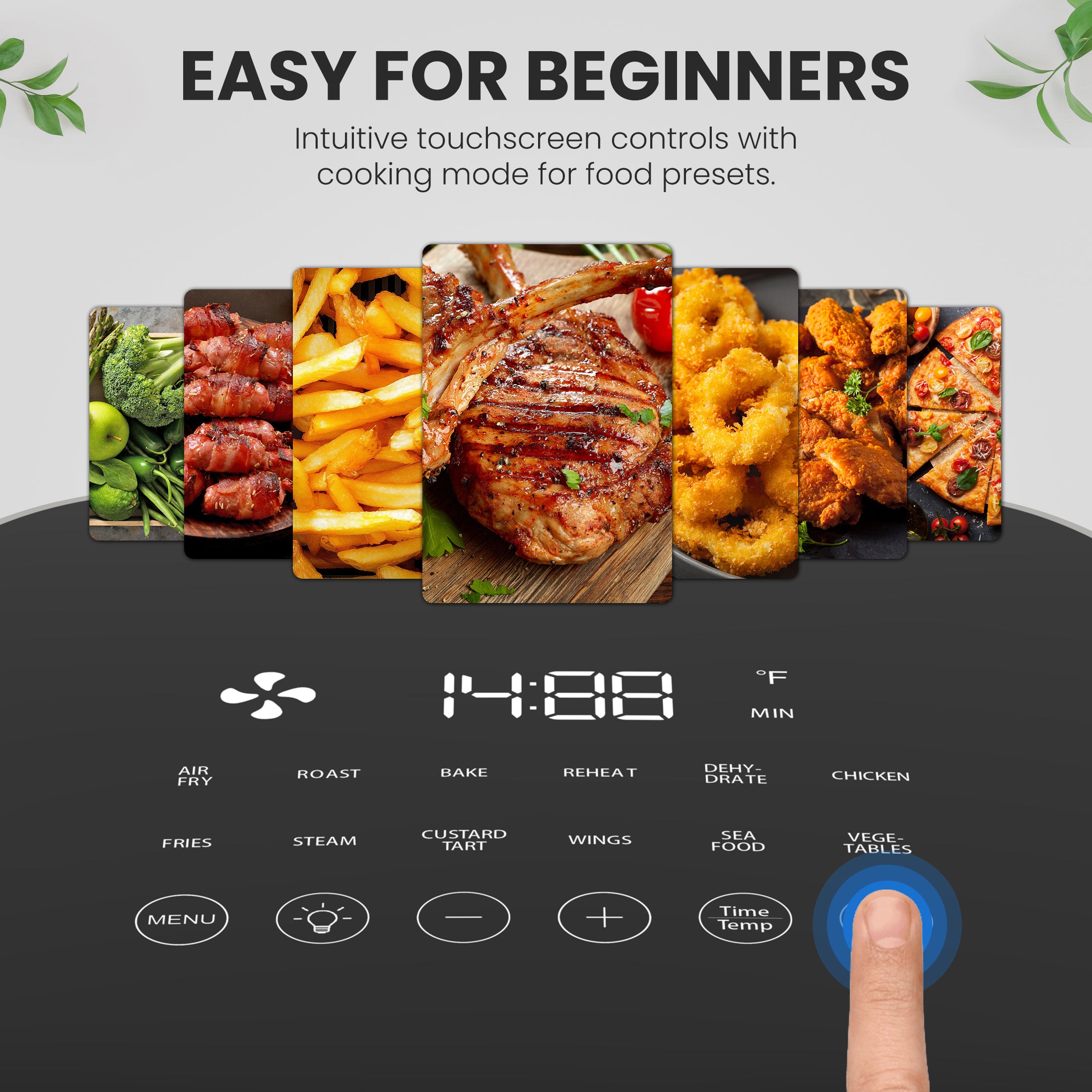 edx Air Fryer,Compact & Large 6 Qt with 400F for Crispy, Electric Hot Oven Oilless Multifunctional Cooker with Digital LED Touchscreen, Auto Shut-off, ETL Certified, Beige