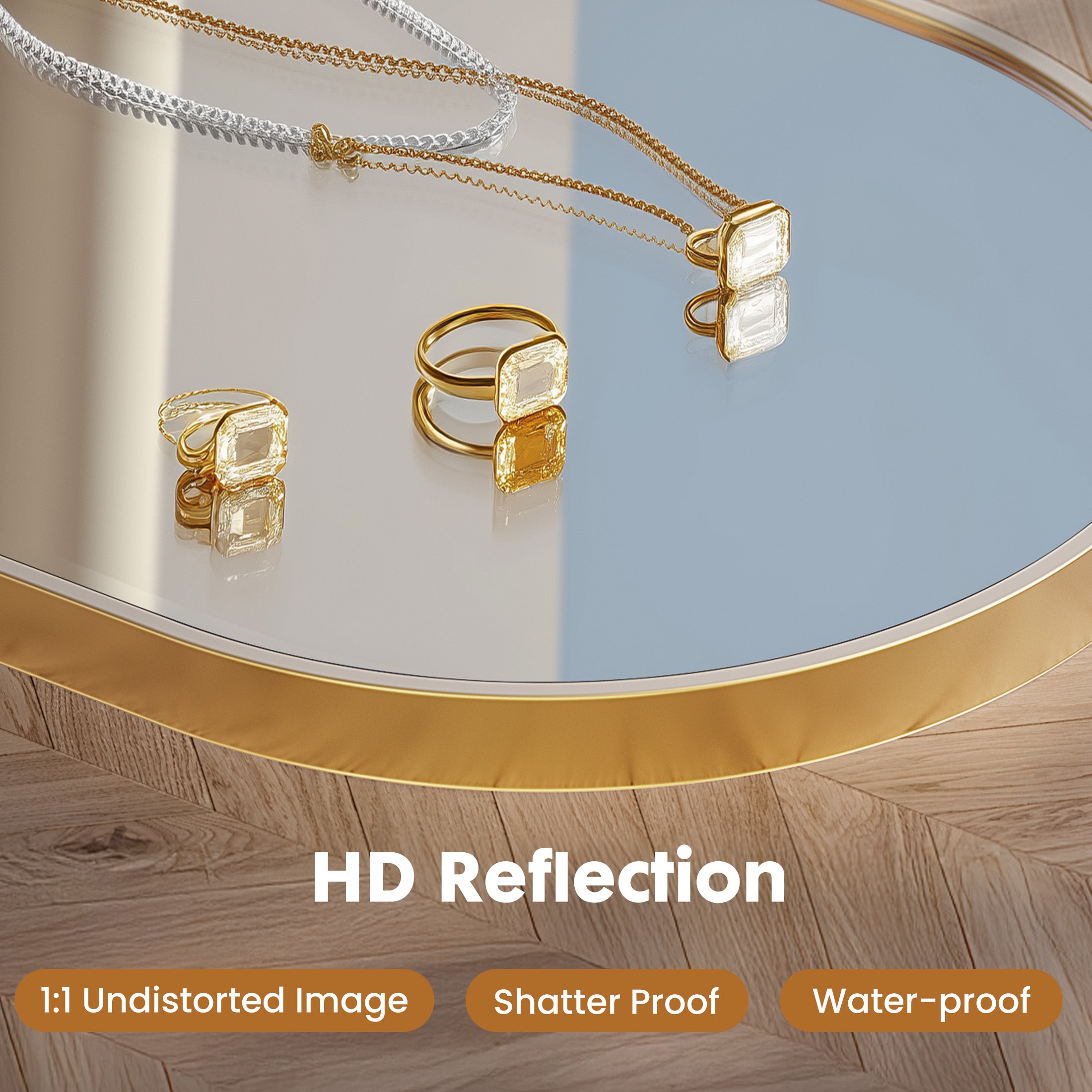 EDX Arched Bathroom Mirror, Wall Mounted Mirror with Aluminum Alloy Frame, Bathroom Mirror for Living Room, Bedroom, Bathroom and Entryway