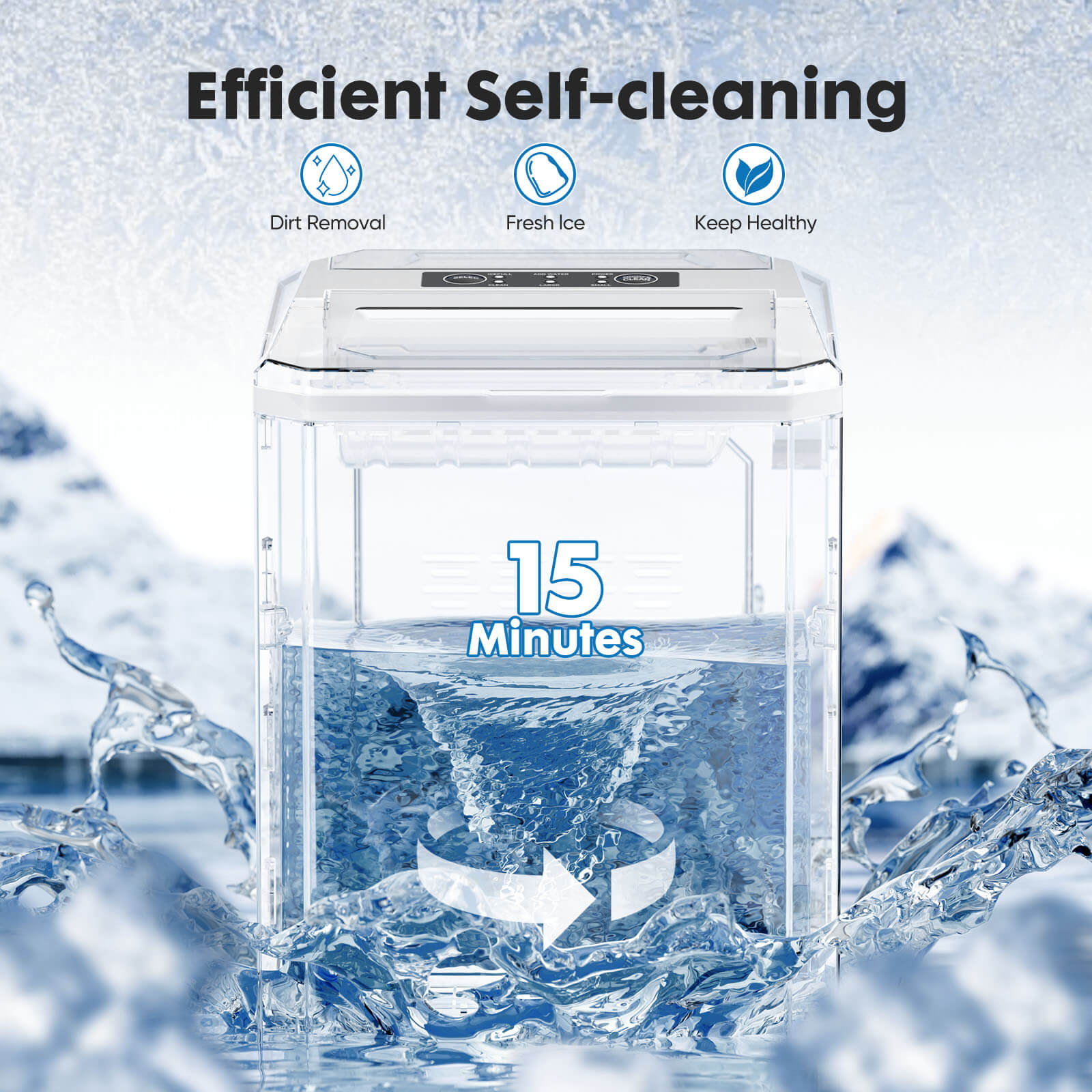 edx Countertop Ice Maker, Portable Ice Machine Self-Cleaning, 9 Cubes in 6 Mins, for Home Party Office