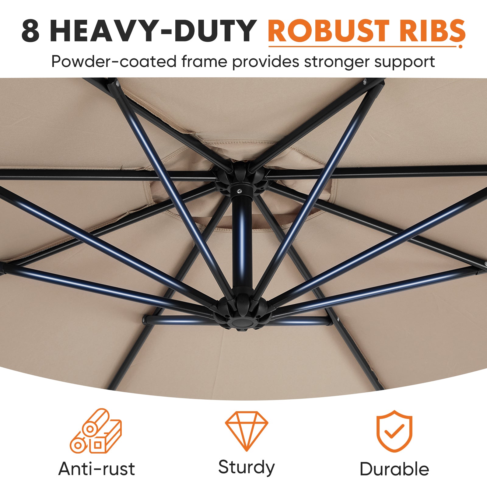 edx 10FT Offset Hanging Patio Umbrella Outdoor with Push Button Tilt & Self-Locking, Polyester Shade, 8 Sturdy Ribs, Blue