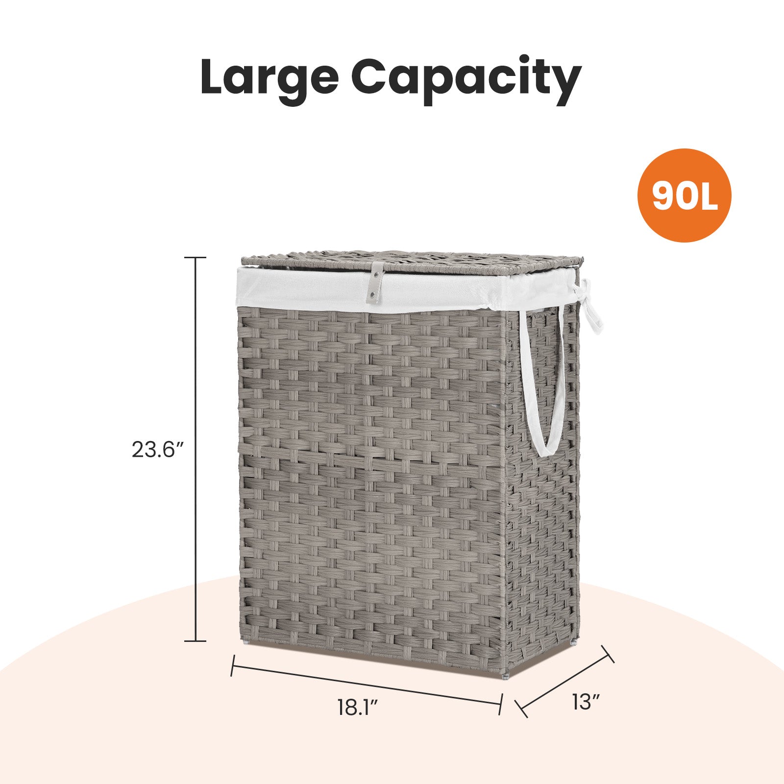 Laundry Hampers with Lid, Clothes Hampers with Handles and Removable Laundry Bags, Large Collapsible Laundry Hampers for Bedroom, Bathroom, Dorm Room