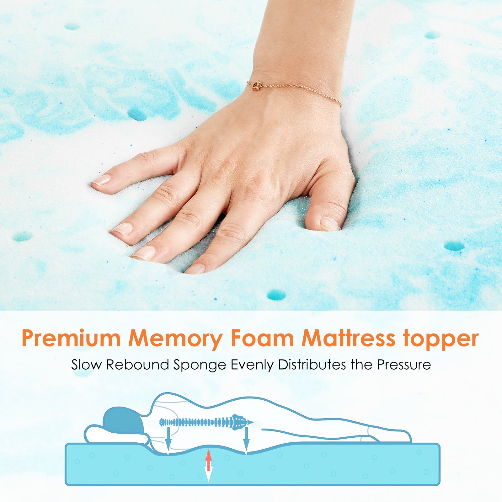 ZUNMOS Mattress Topper, 3 Inch Gel Memory Foam Bed Topper for King Size Bed
