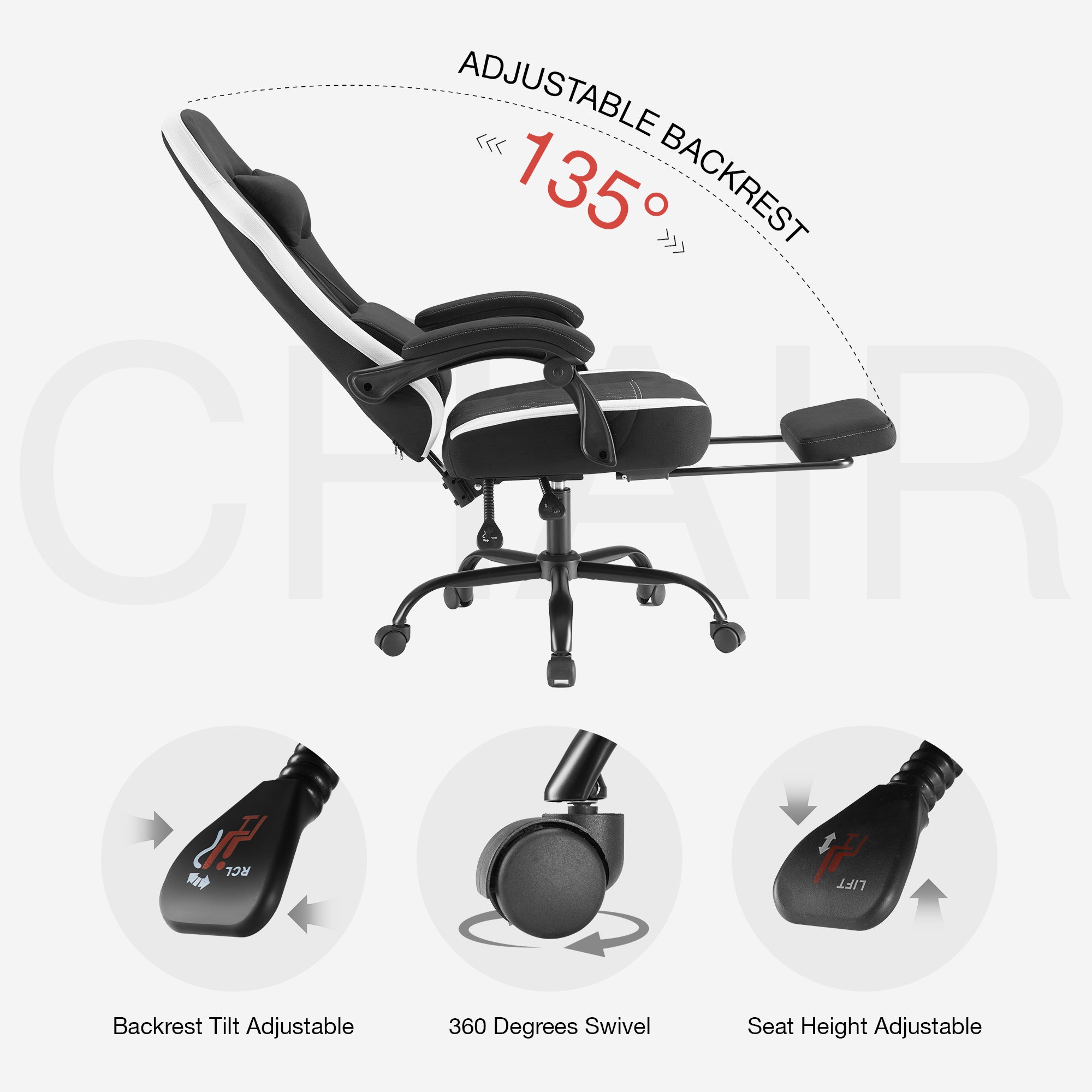 edx Gaming Chair, Office Chair High-Back Computer Chair Executive-Grade Ergonomic Adjustable Swivel Work Chair