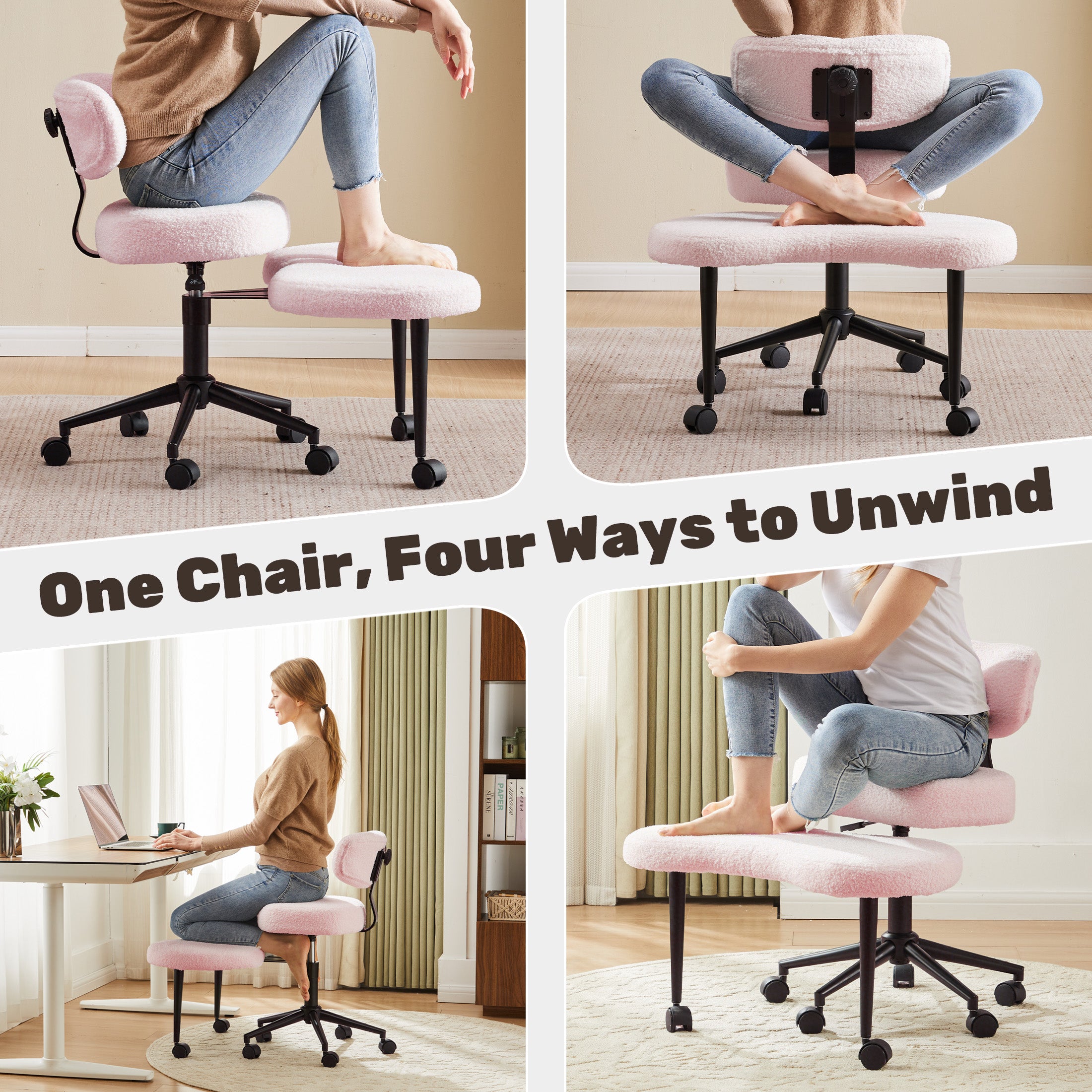 EDX Premium Ergonomic Cross Legged Swivel Meditation Chair with Adjustable Back – 360° Rotating Footrest, 5 Casters for ADHD, Focus & Relaxation