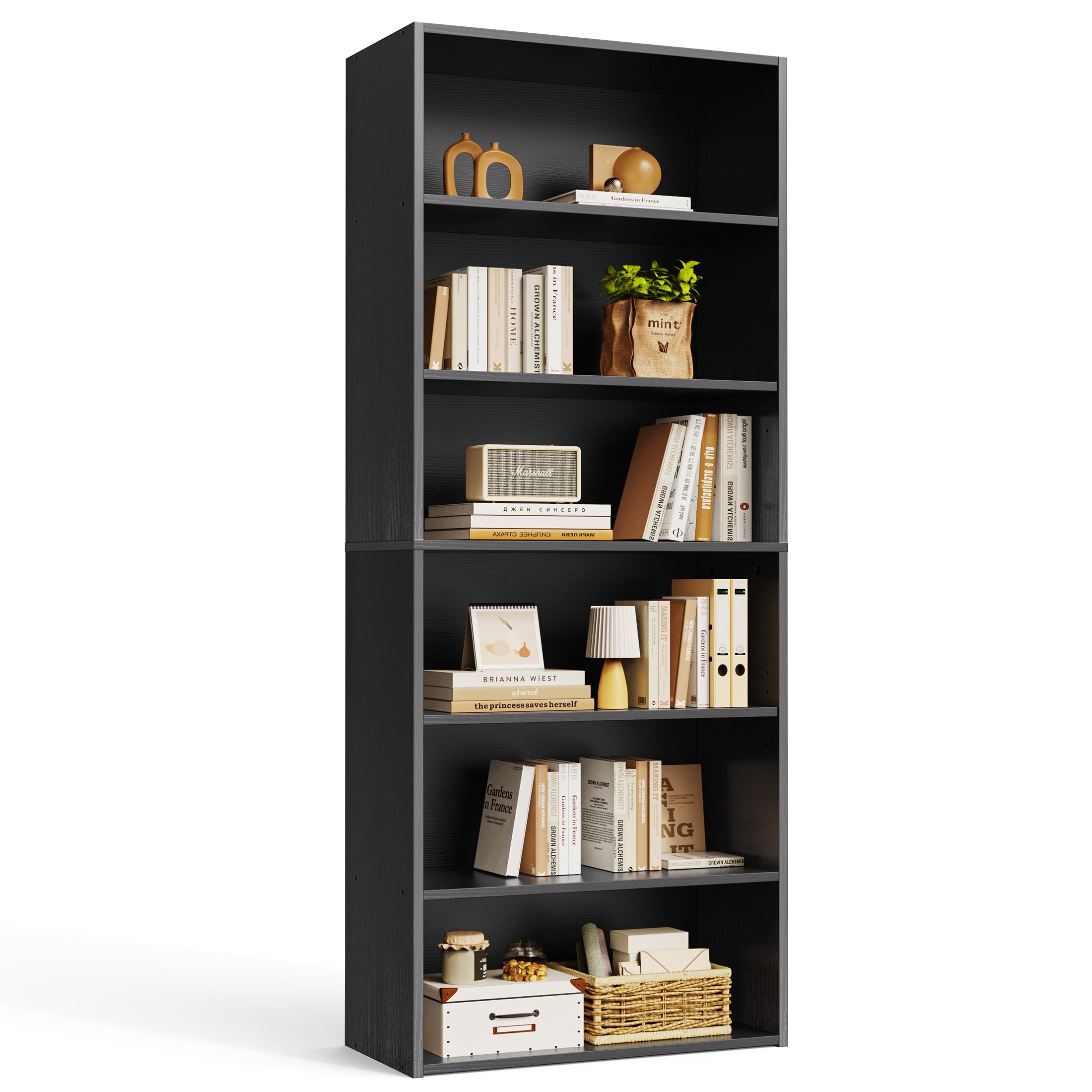 ZUNMOS Bookcase, Open Industrial Standing Bookshelf Large Storage for Home Office